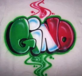 Airbrushed Italian flag in Block Letters Personalized Graffiti Shirt