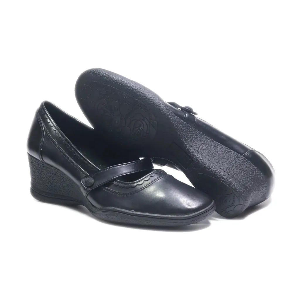 Airstep Wedge Shoes Leather Black Colour For Women