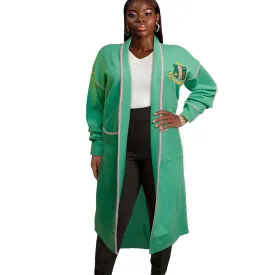 AKA Alpha Kappa Alpha Sorority Cardigan 3XL Green Long Duster Cardigan