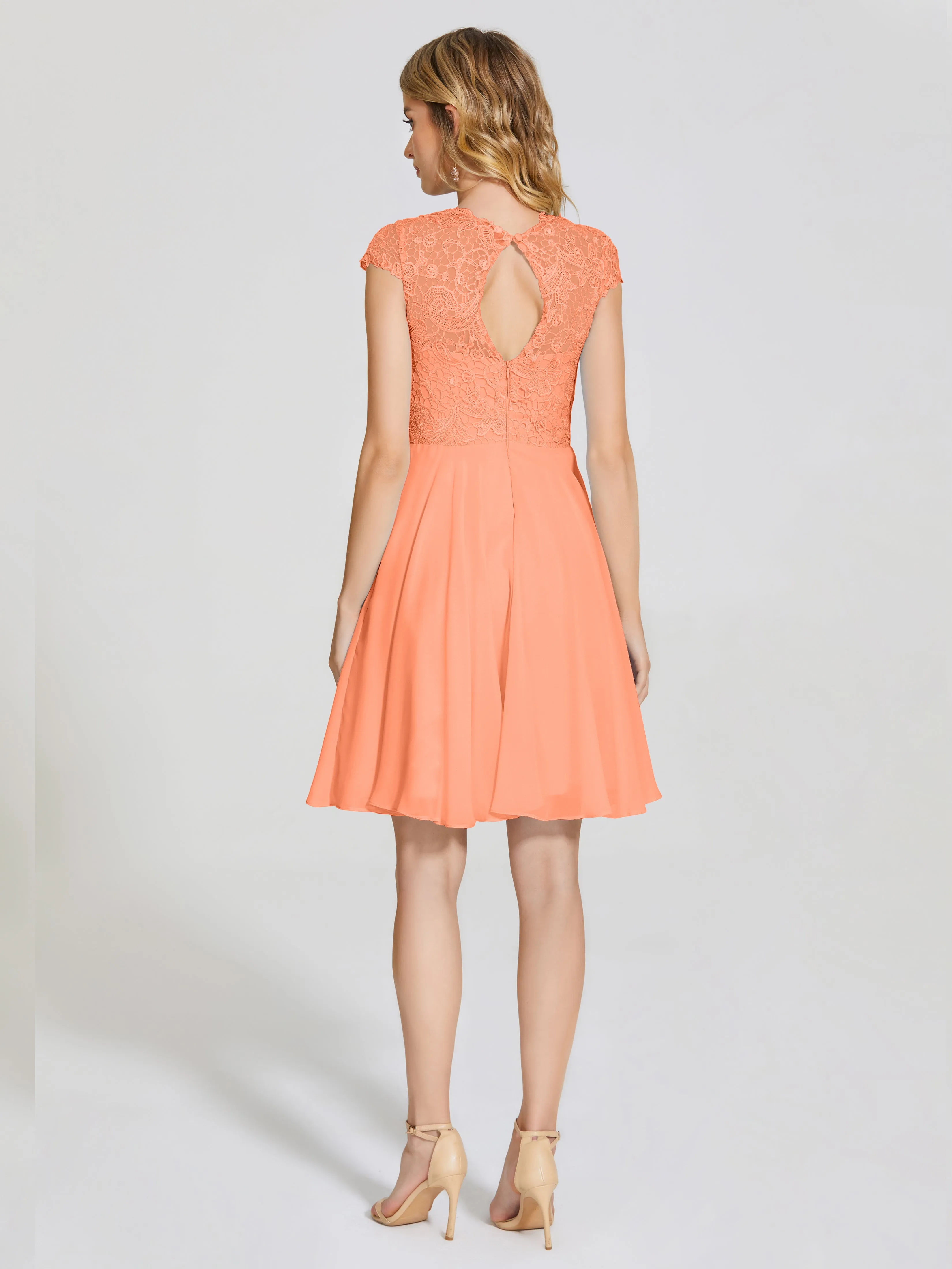 Alana Charming Scoop Lace Chiffon Bridesmaid Dresses