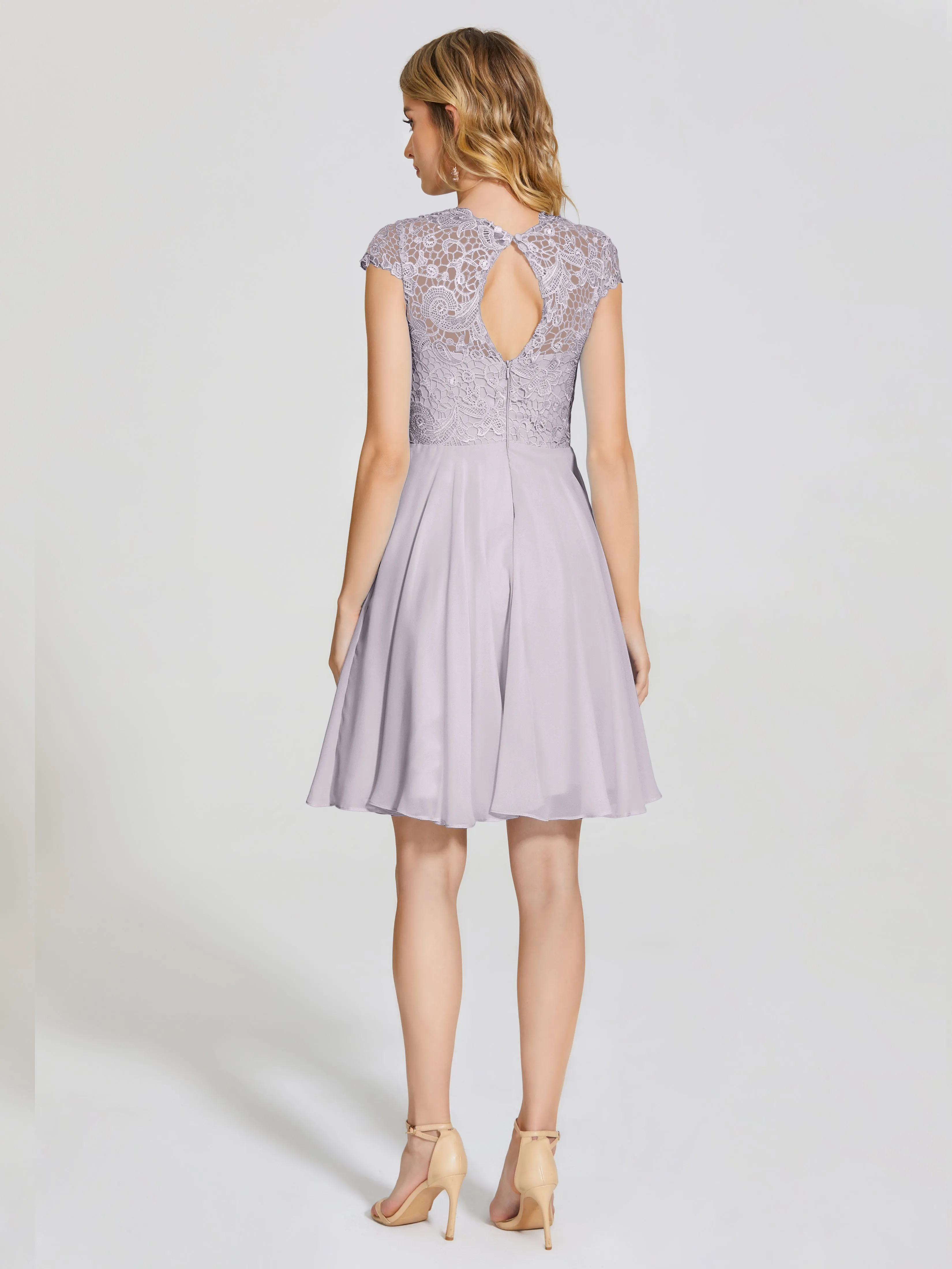 Alana Charming Scoop Lace Chiffon Bridesmaid Dresses