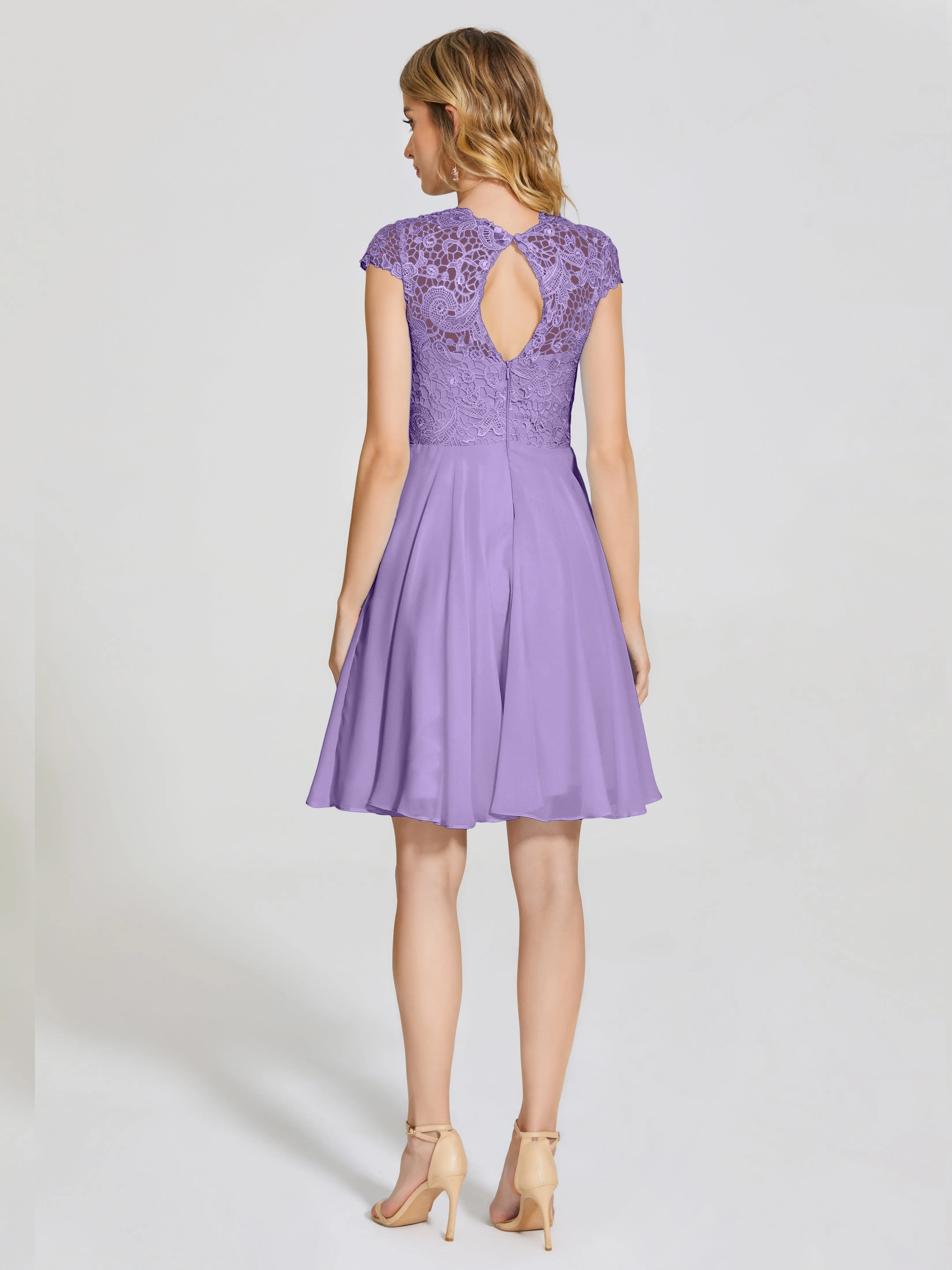 Alana Charming Scoop Lace Chiffon Bridesmaid Dresses