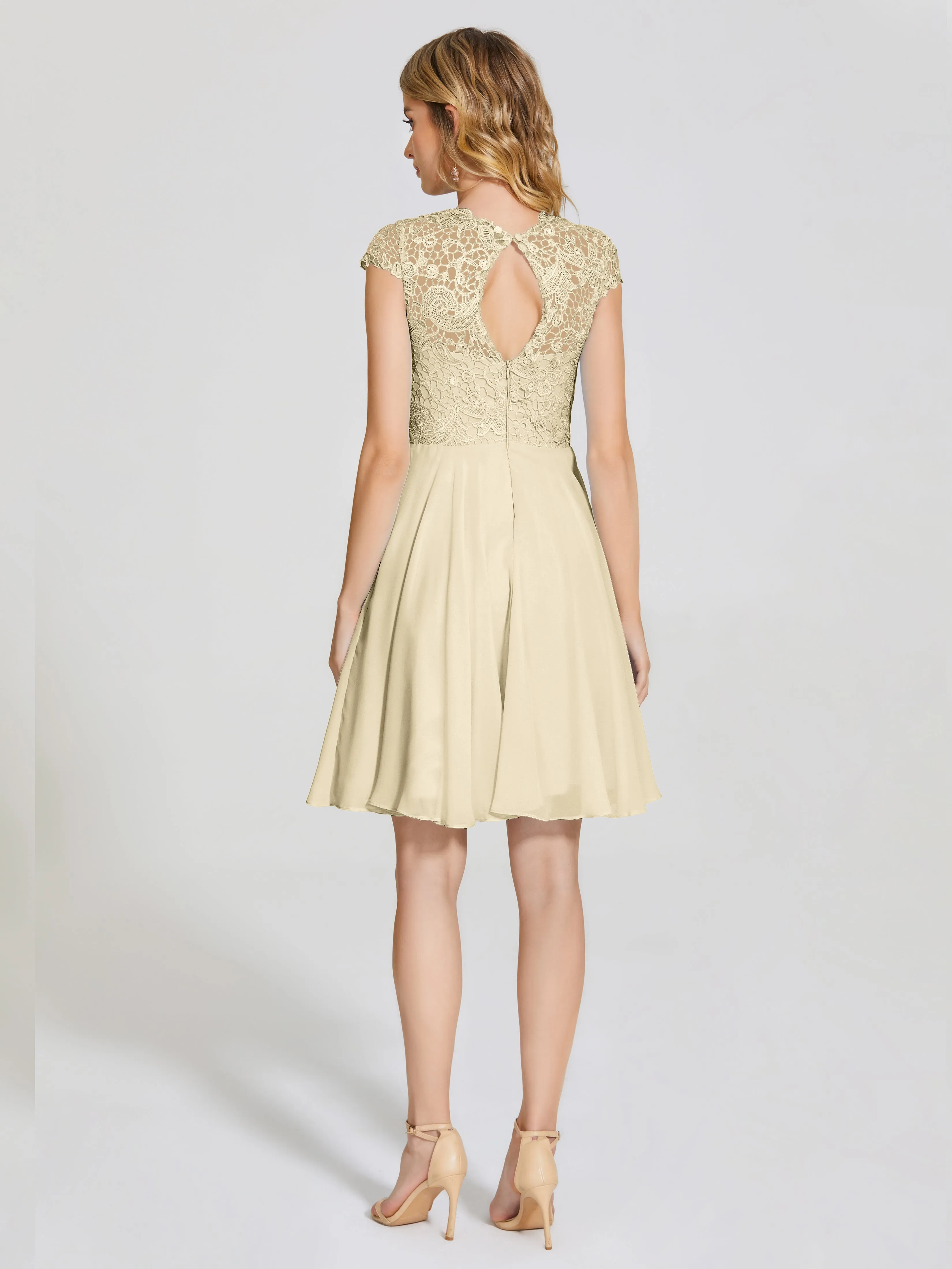 Alana Charming Scoop Lace Chiffon Bridesmaid Dresses