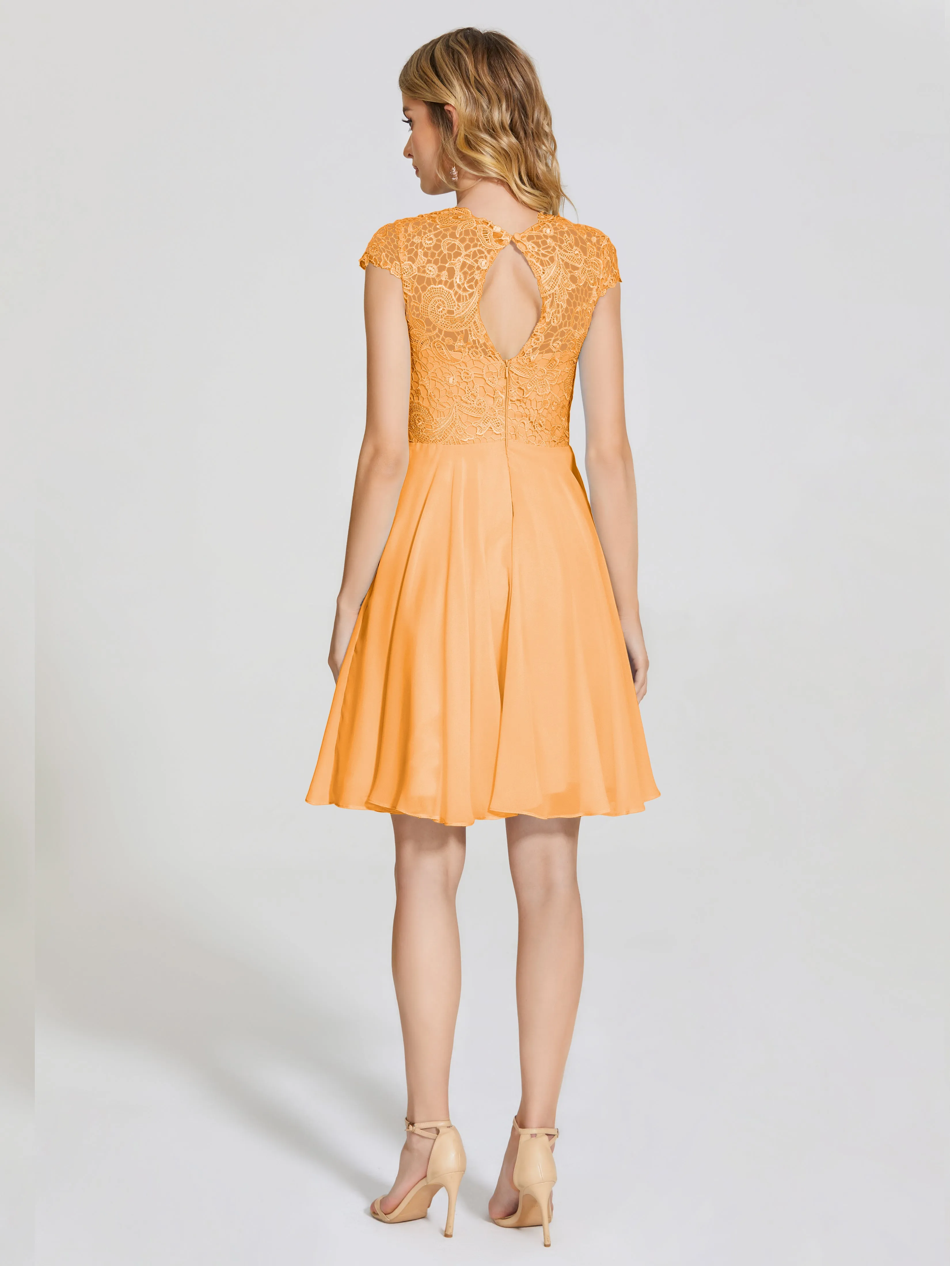 Alana Charming Scoop Lace Chiffon Bridesmaid Dresses