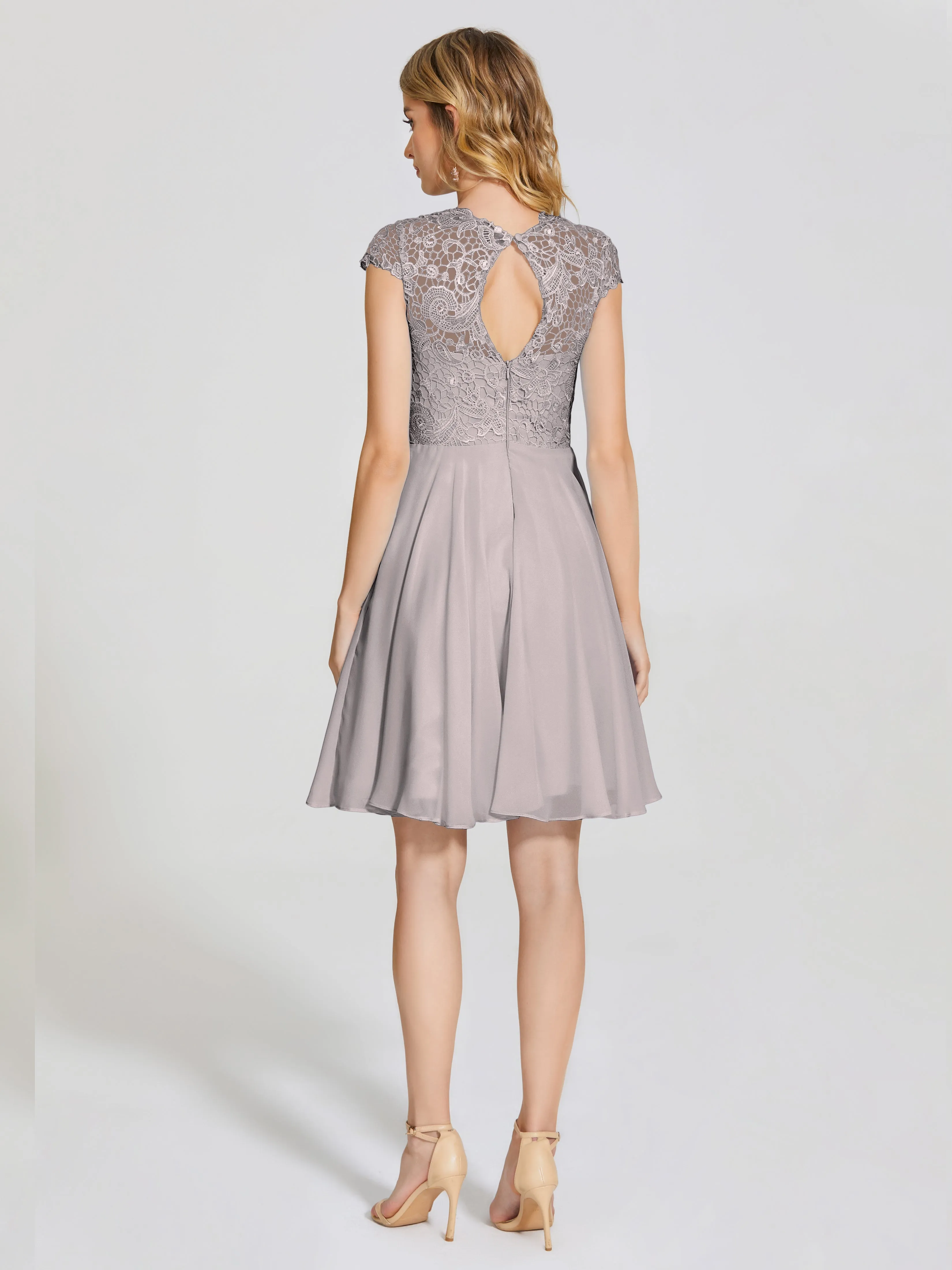 Alana Charming Scoop Lace Chiffon Bridesmaid Dresses