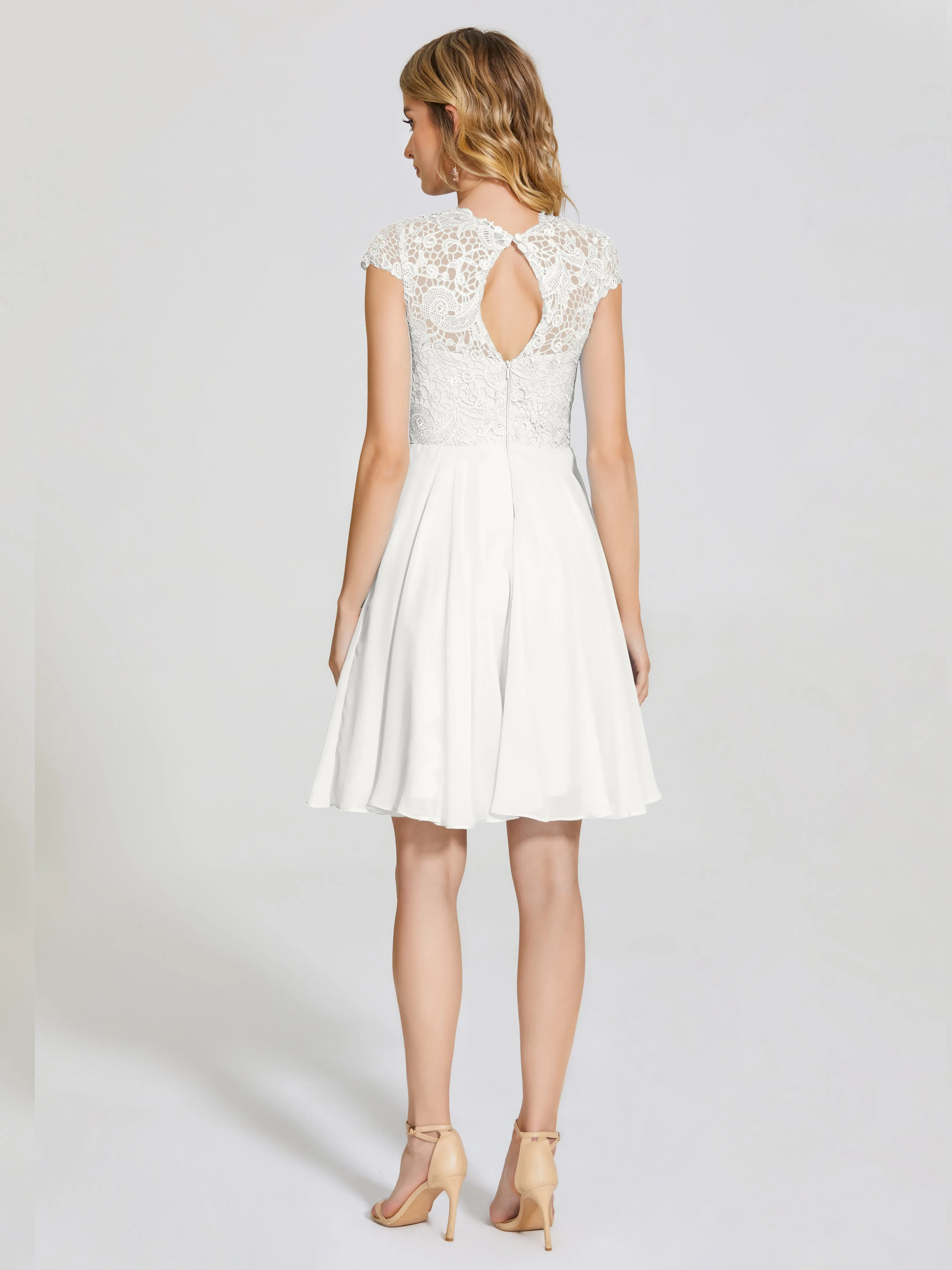 Alana Charming Scoop Lace Chiffon Bridesmaid Dresses