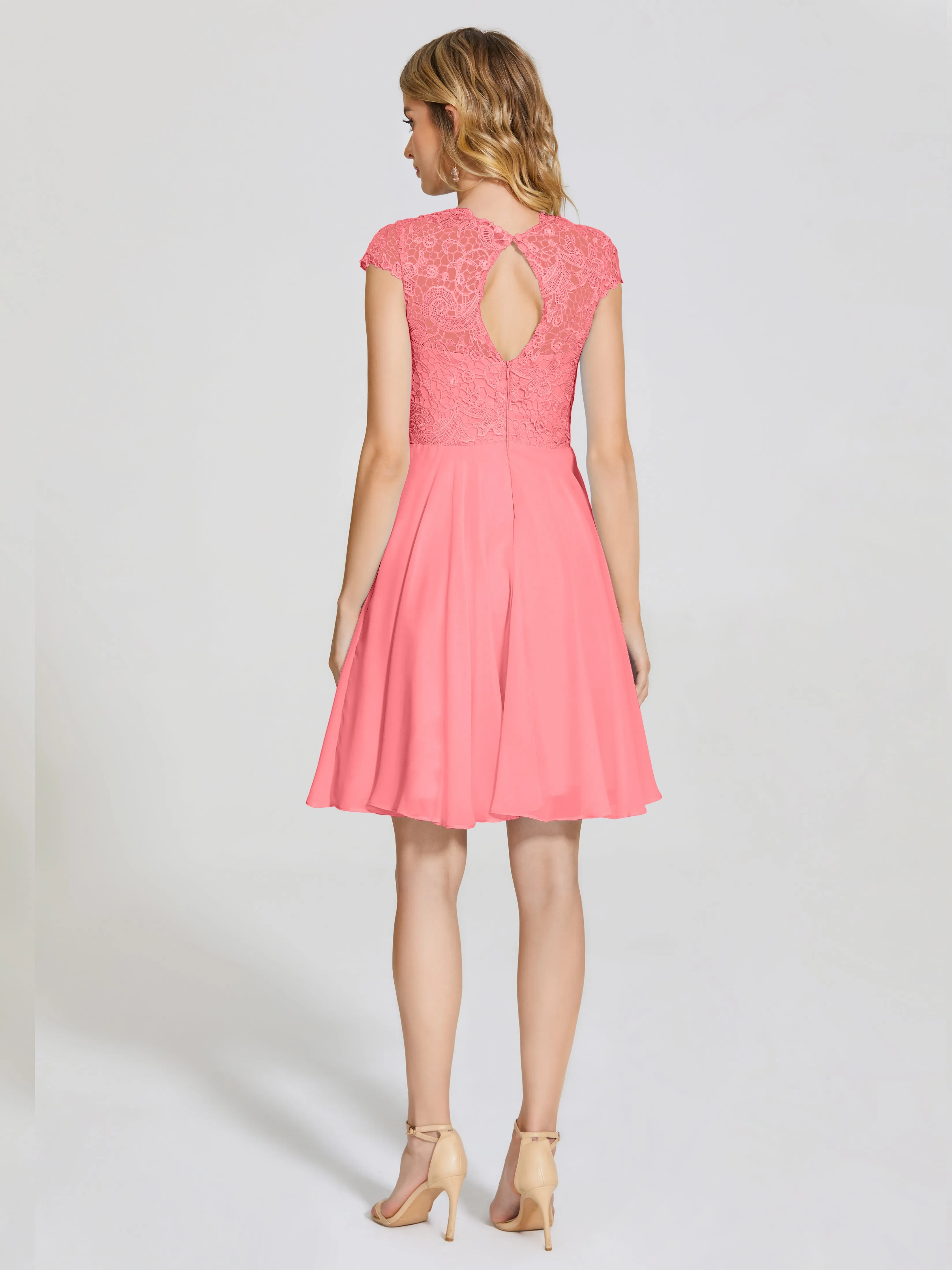 Alana Charming Scoop Lace Chiffon Bridesmaid Dresses