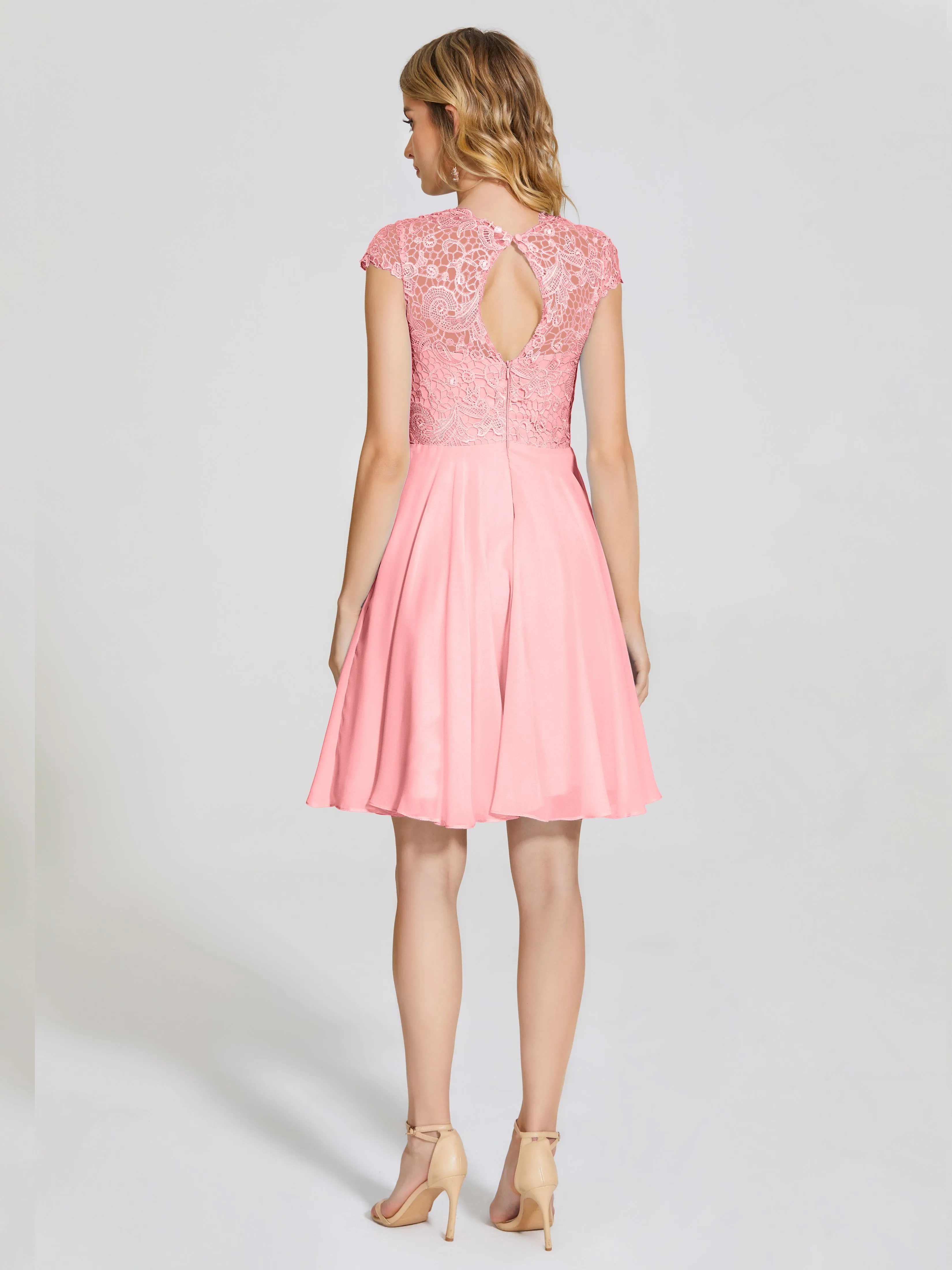 Alana Charming Scoop Lace Chiffon Bridesmaid Dresses