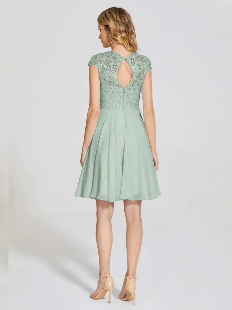 Alana Charming Scoop Lace Chiffon Bridesmaid Dresses