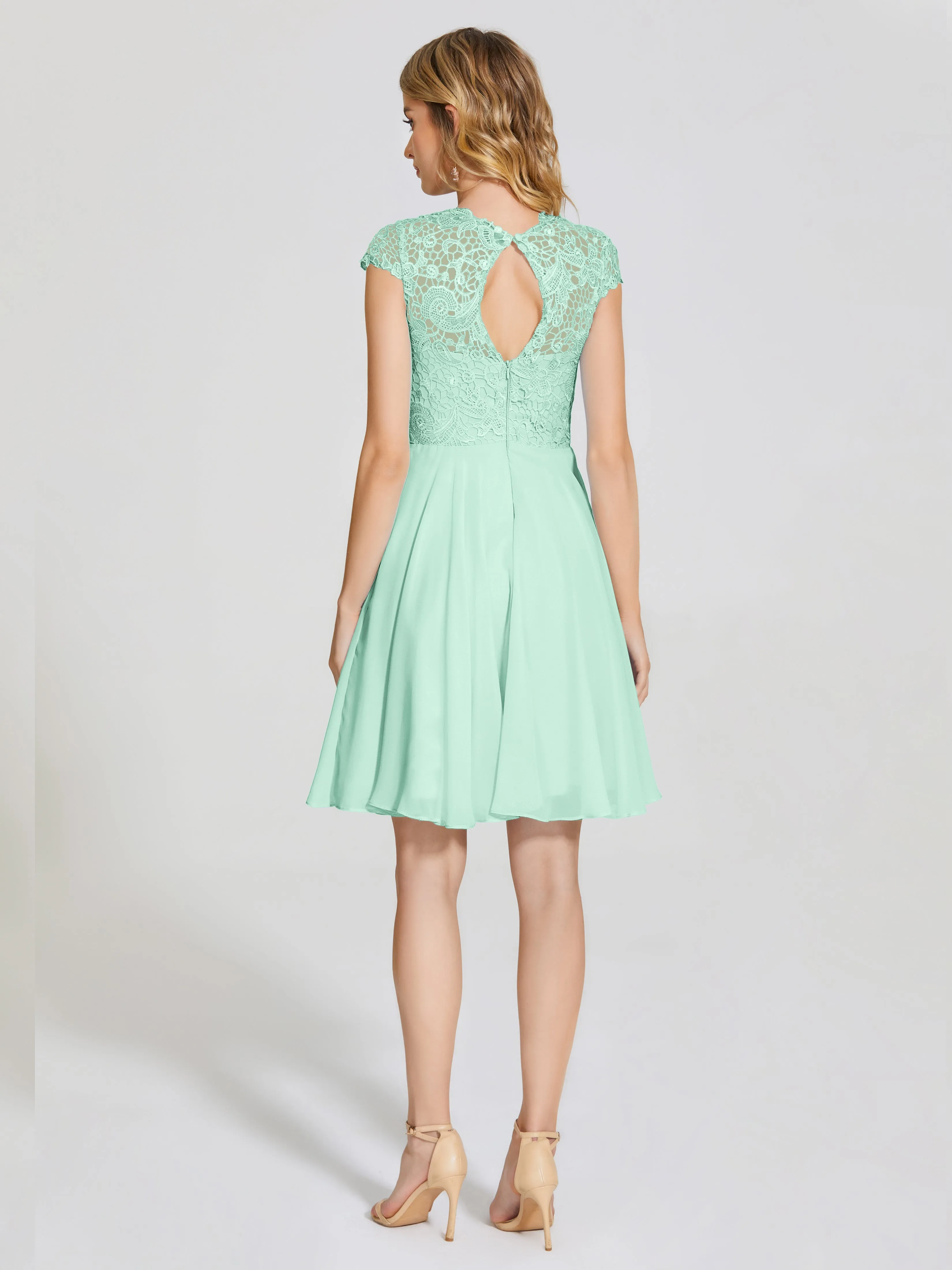 Alana Charming Scoop Lace Chiffon Bridesmaid Dresses