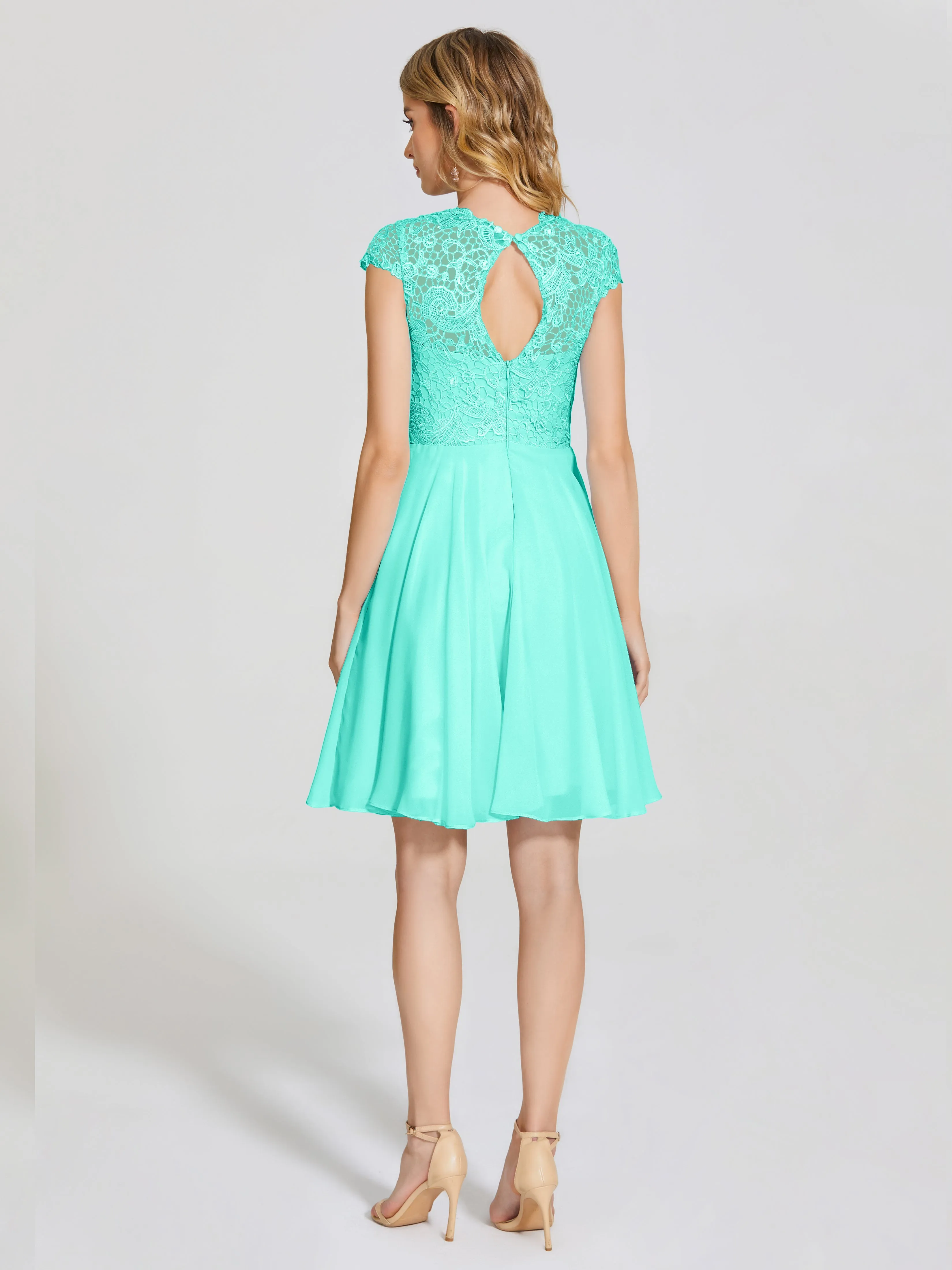 Alana Charming Scoop Lace Chiffon Bridesmaid Dresses