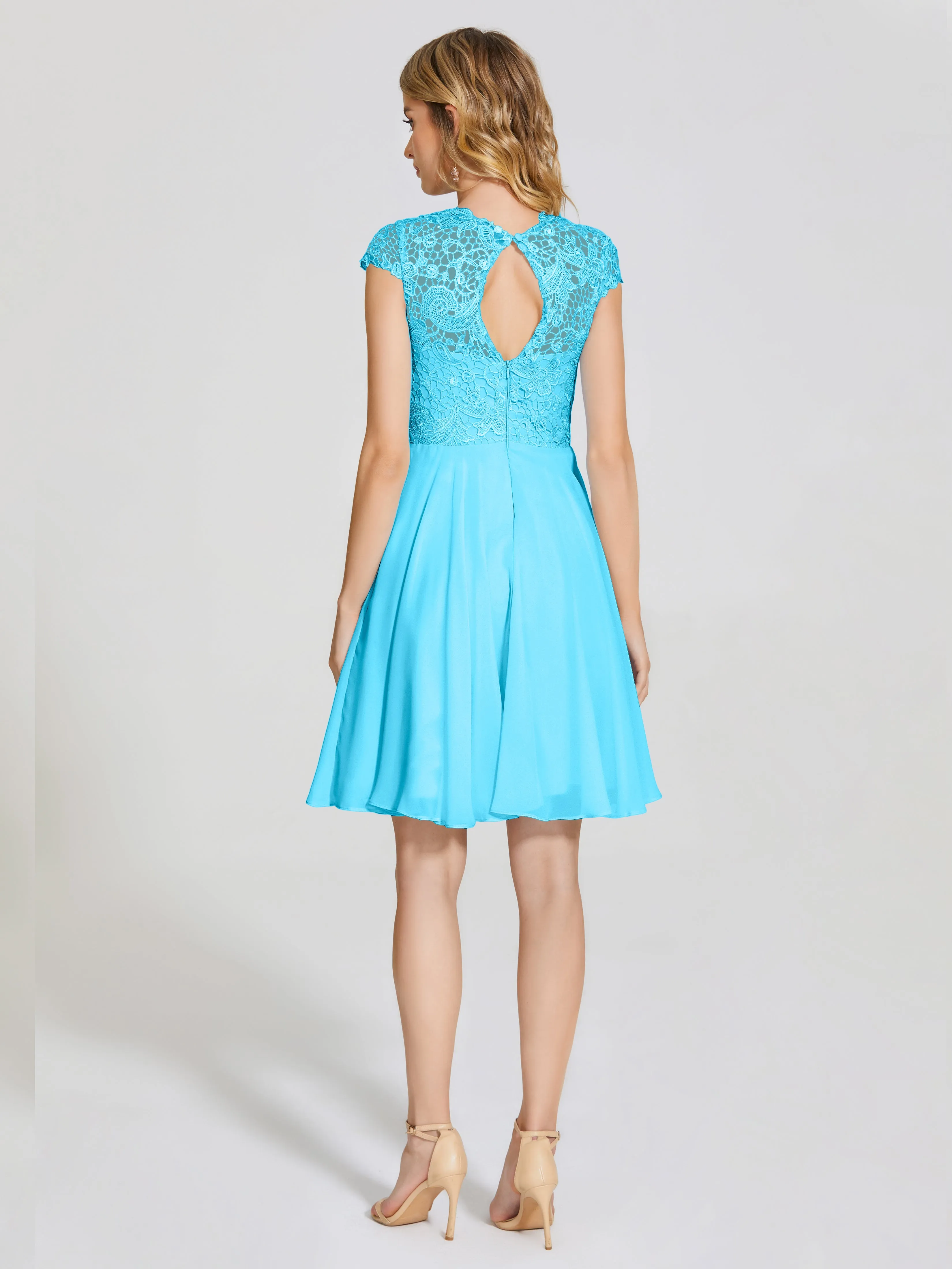 Alana Charming Scoop Lace Chiffon Bridesmaid Dresses