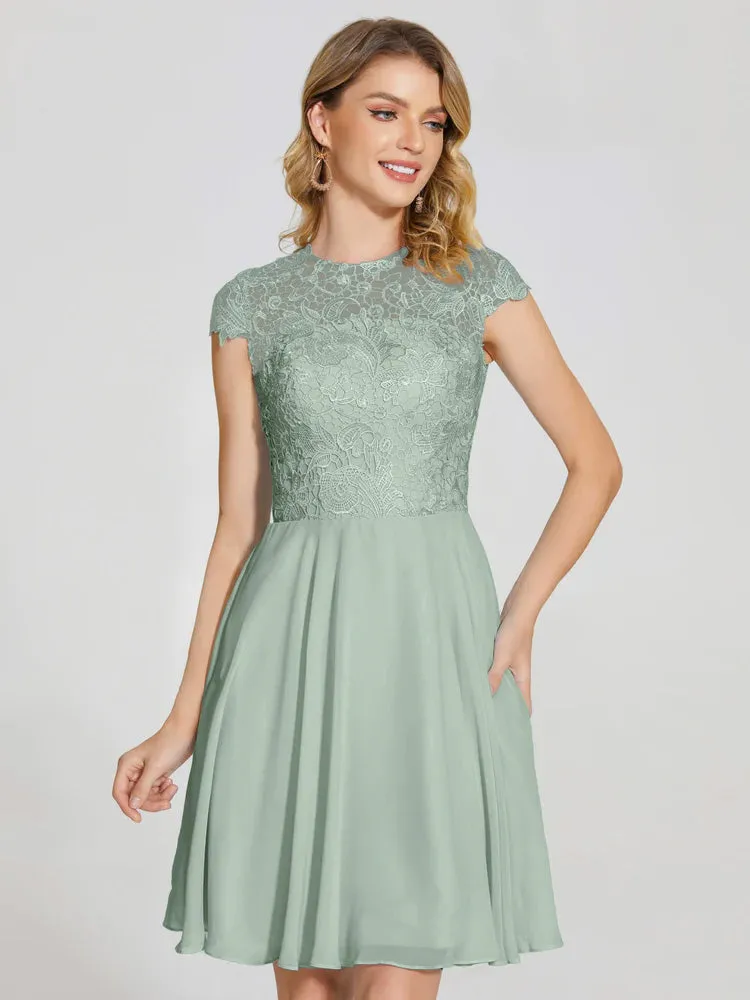 Alana Charming Scoop Lace Chiffon Bridesmaid Dresses