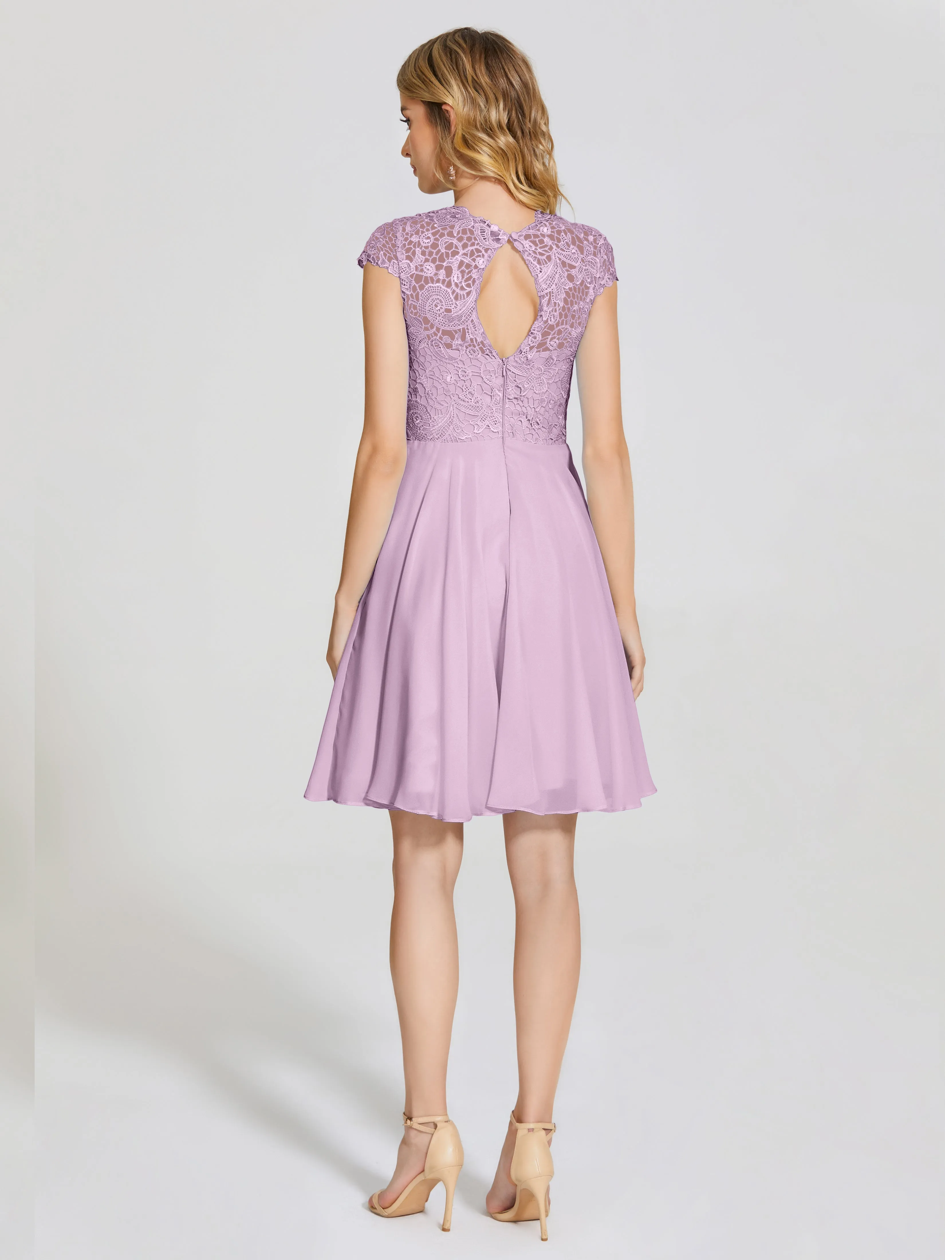 Alana Charming Scoop Lace Chiffon Bridesmaid Dresses