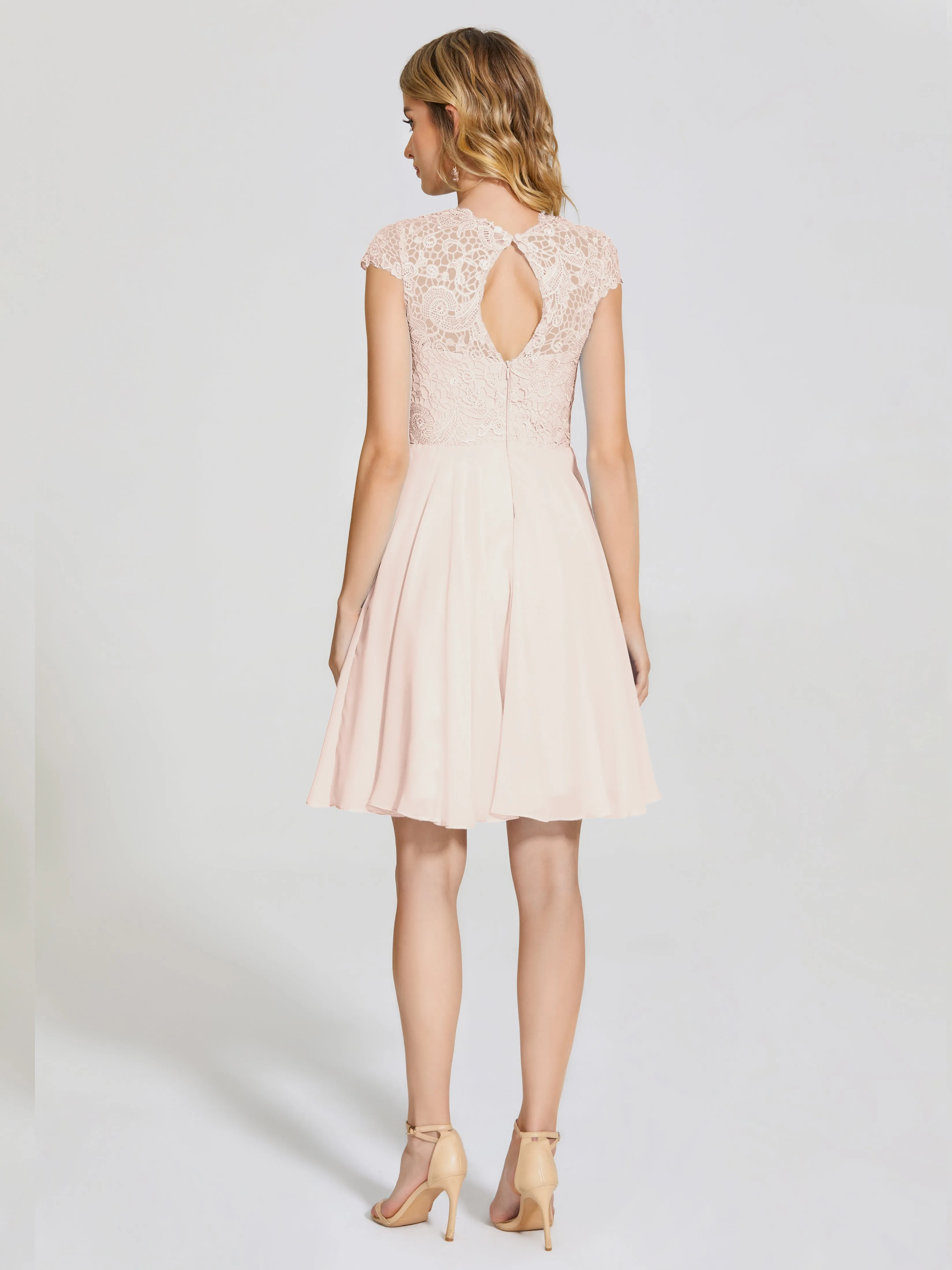 Alana Charming Scoop Lace Chiffon Bridesmaid Dresses