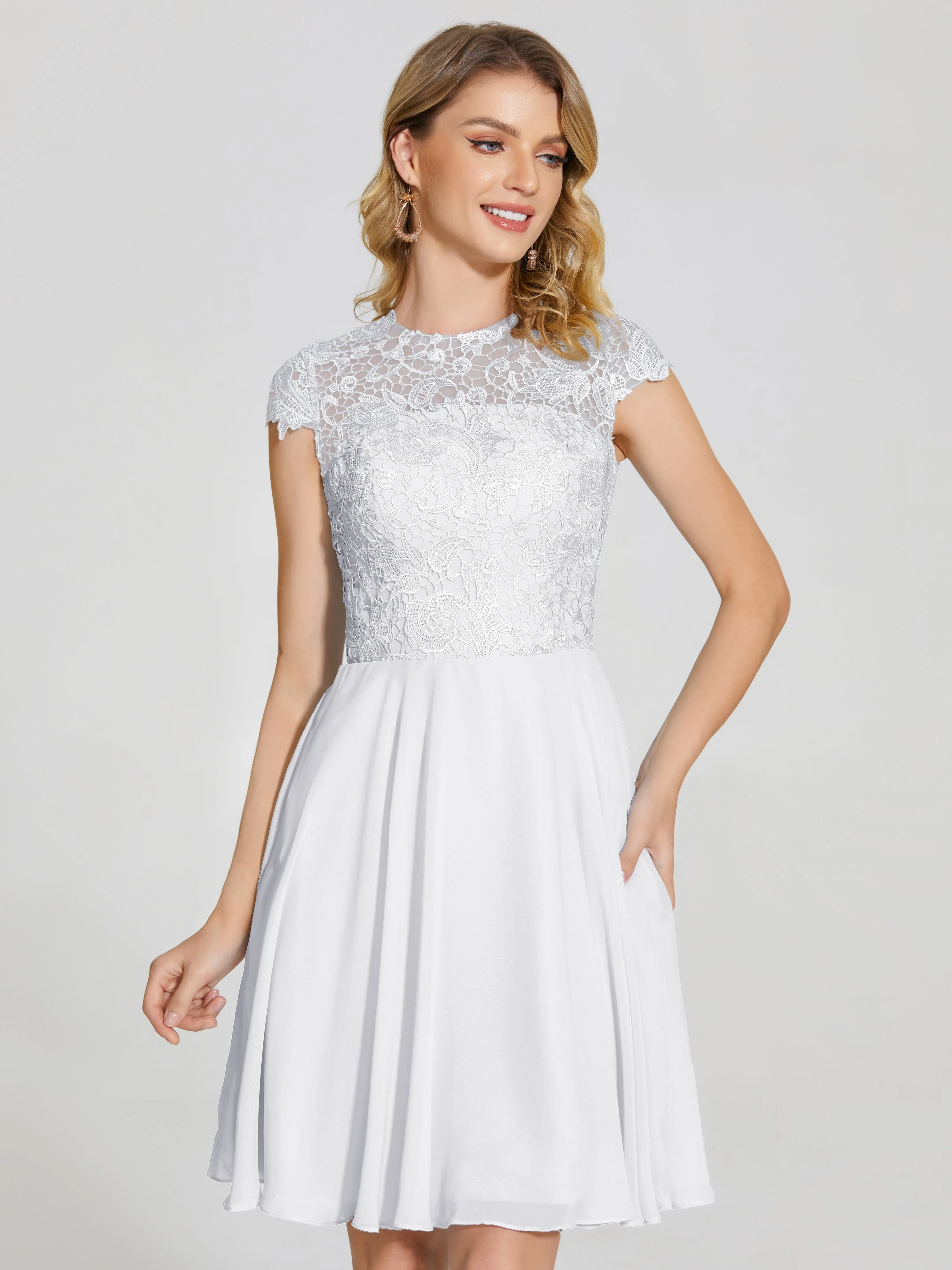 Alana Charming Scoop Lace Chiffon Bridesmaid Dresses