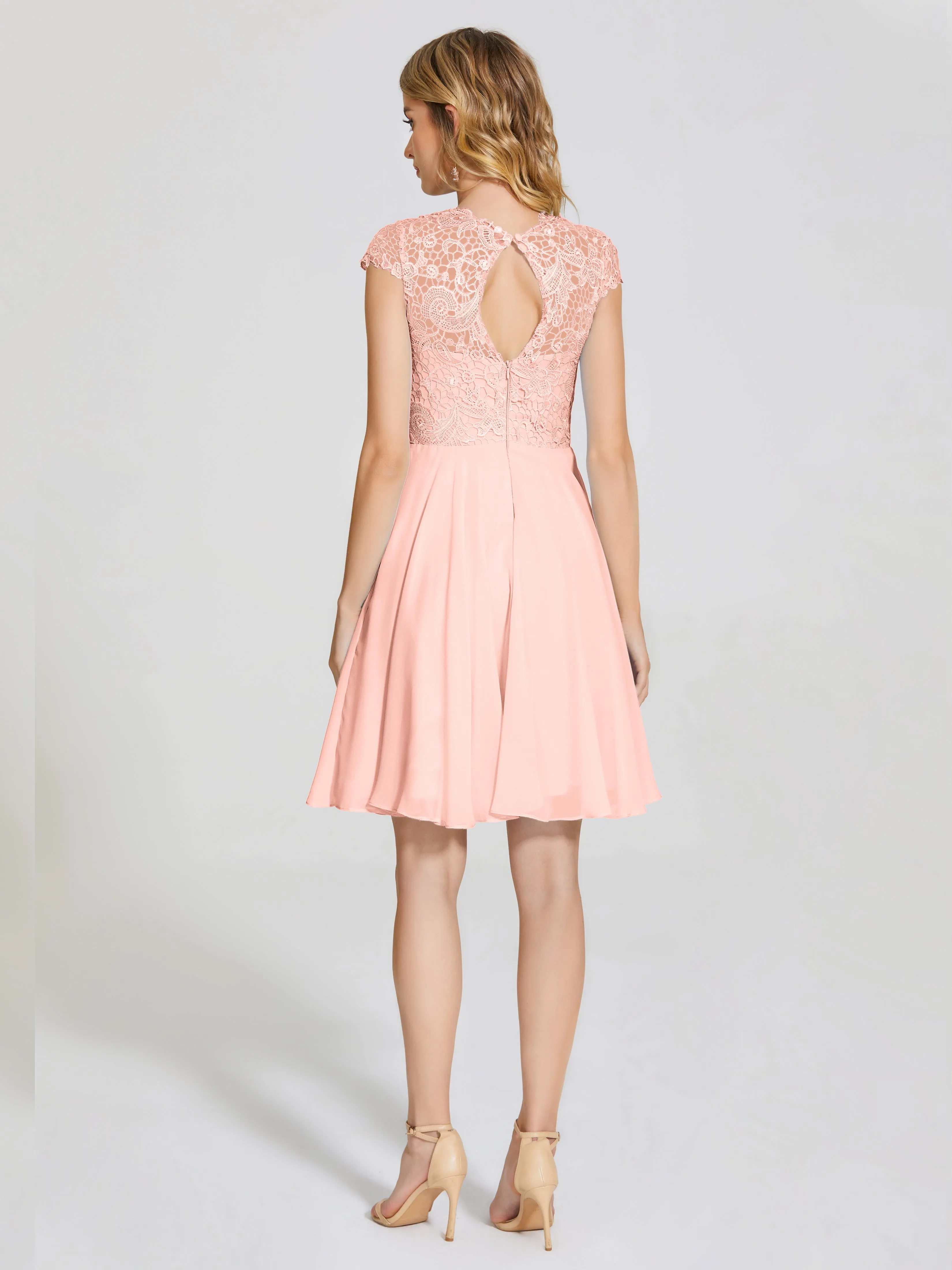 Alana Charming Scoop Lace Chiffon Bridesmaid Dresses