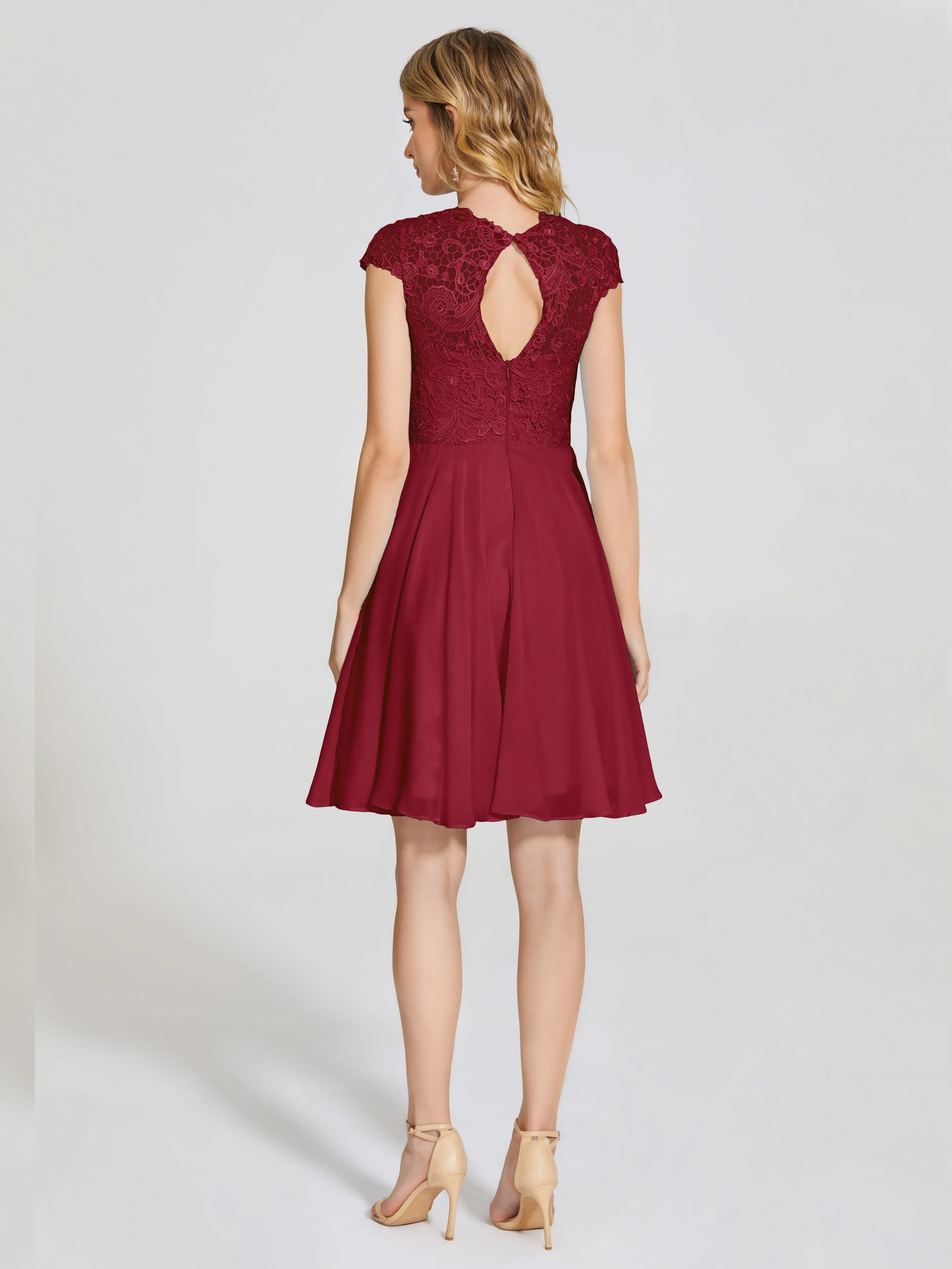 Alana Charming Scoop Lace Chiffon Bridesmaid Dresses