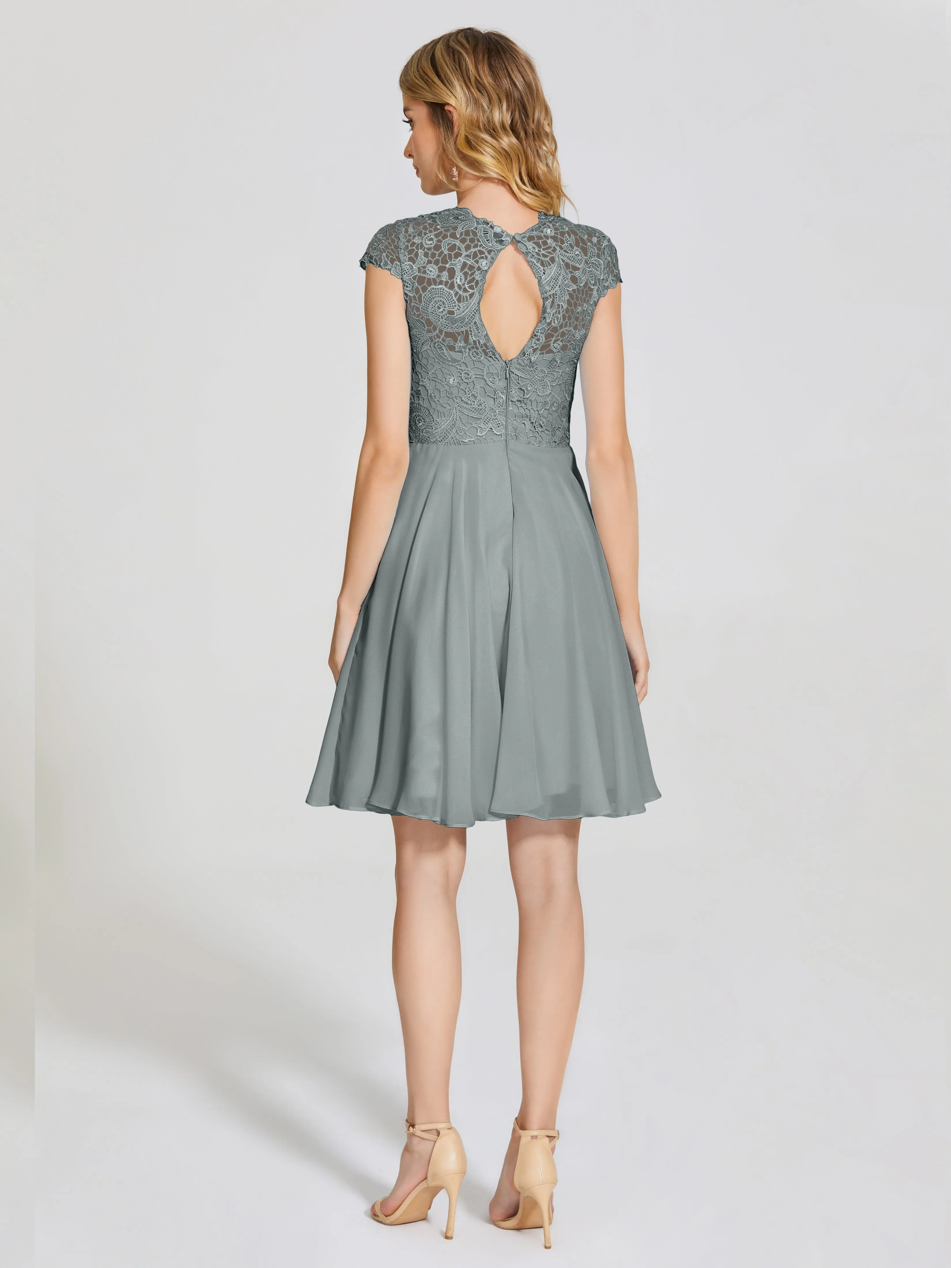 Alana Charming Scoop Lace Chiffon Bridesmaid Dresses