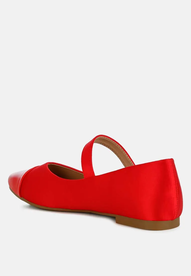 Albi Patent Toe Cap Satin Mary Jane