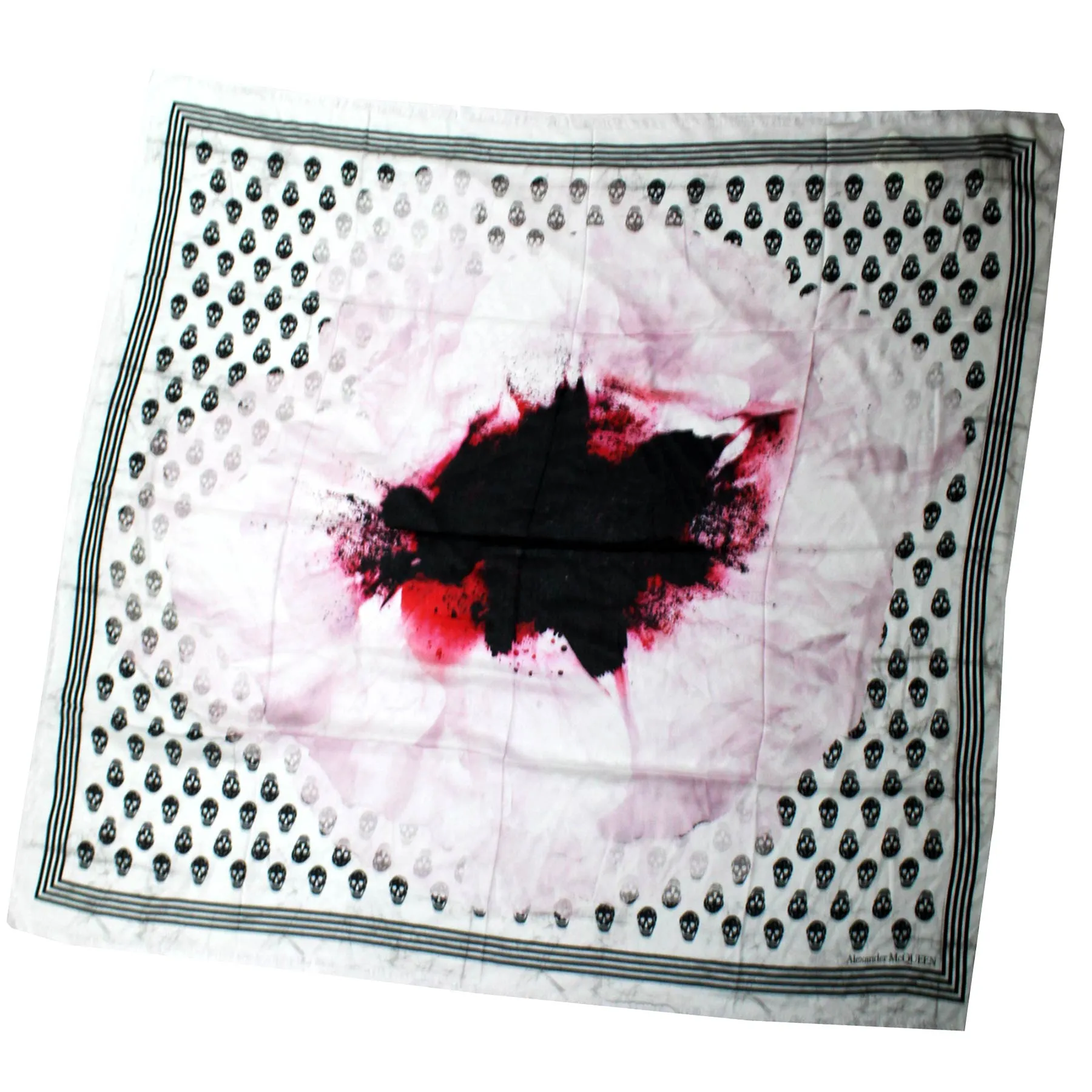 Alexander McQueen Scarf White Black Pink Biker Paper Bloom - Extra Large Silk Wrap SALE