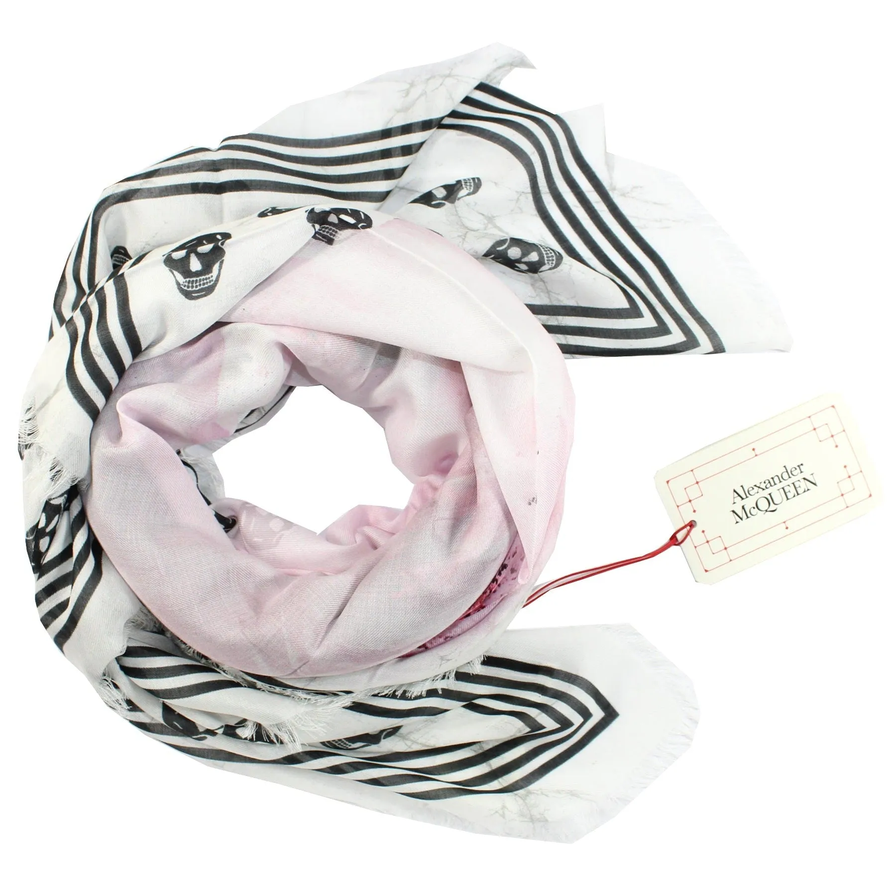 Alexander McQueen Scarf White Black Pink Biker Paper Bloom - Extra Large Silk Wrap SALE