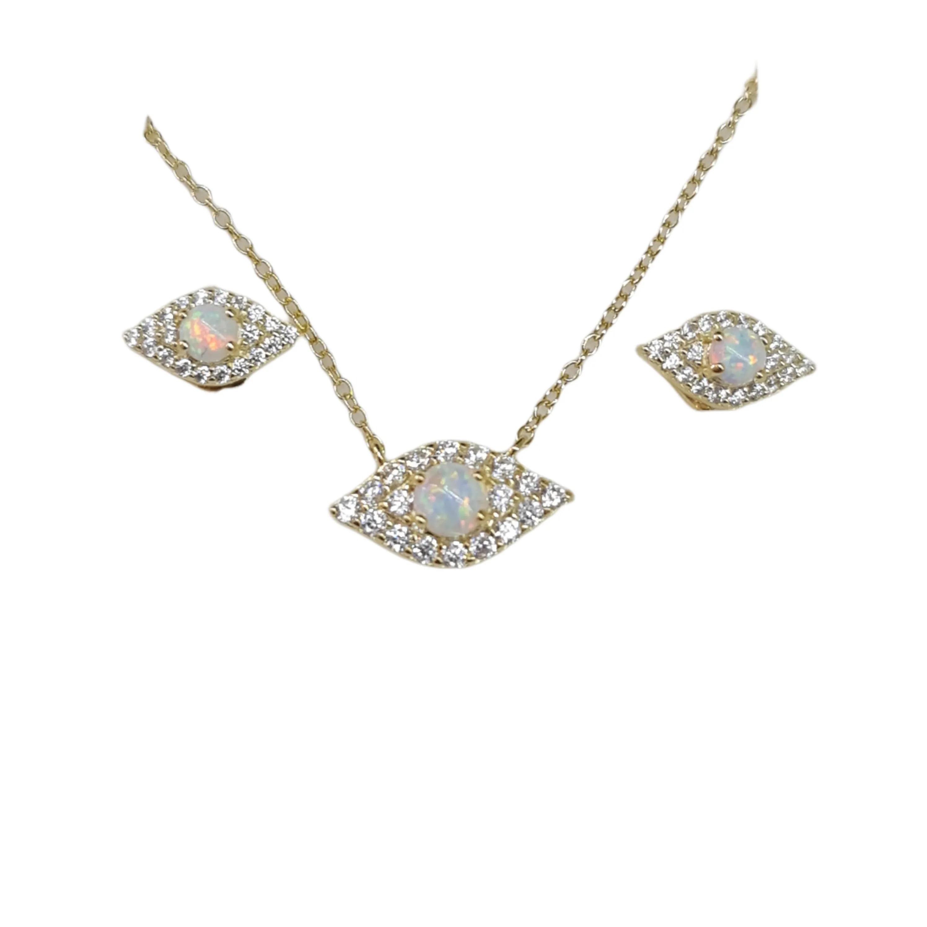 Alexandra White Opal Evil Eye Set Gold