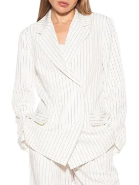 Alexia Admor Pinstripe Double Breasted Jacket in Beige Stripe