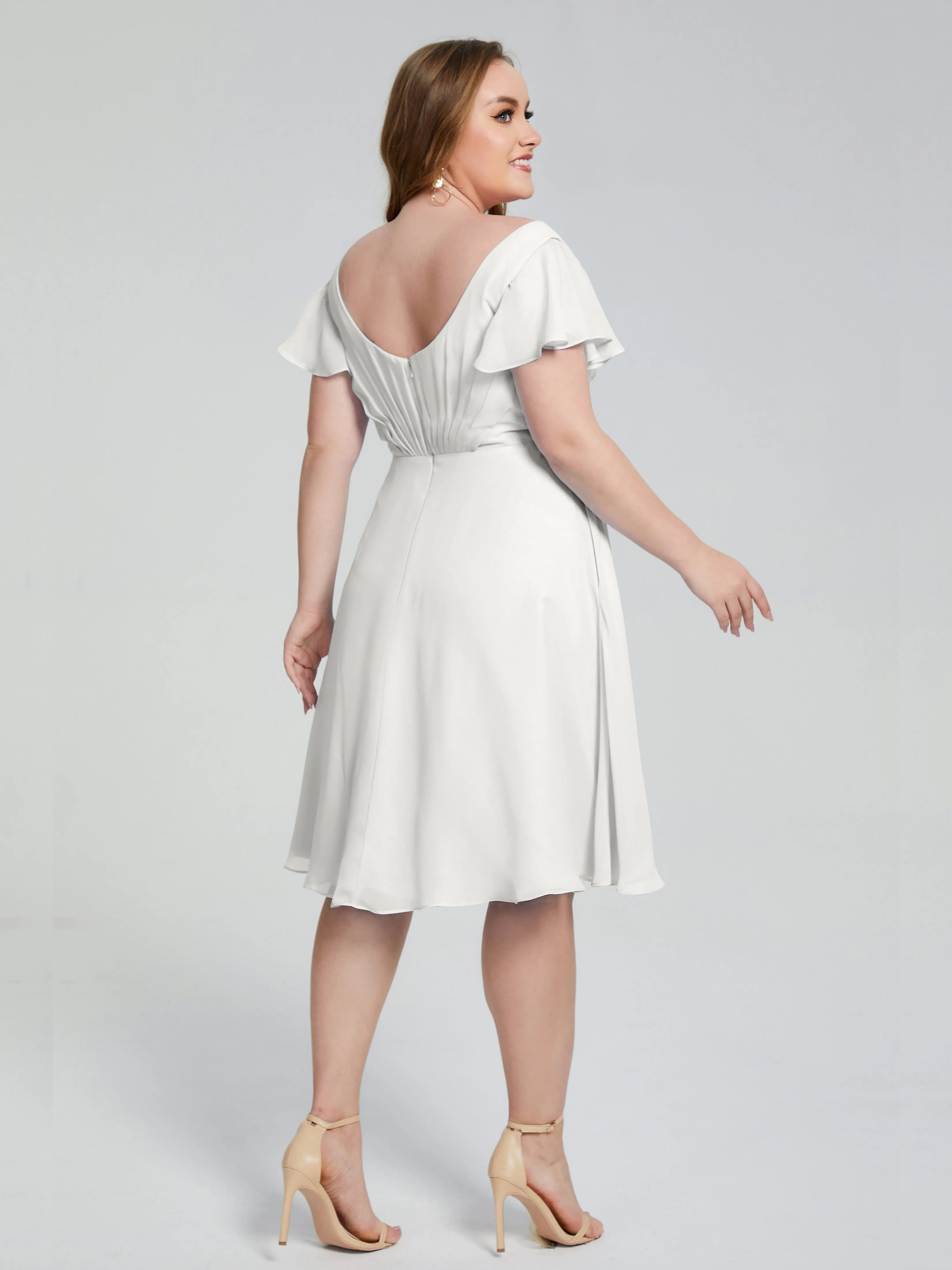 Alina Plus Size Short Sleeves Chiffon Bridesmaid Dresses