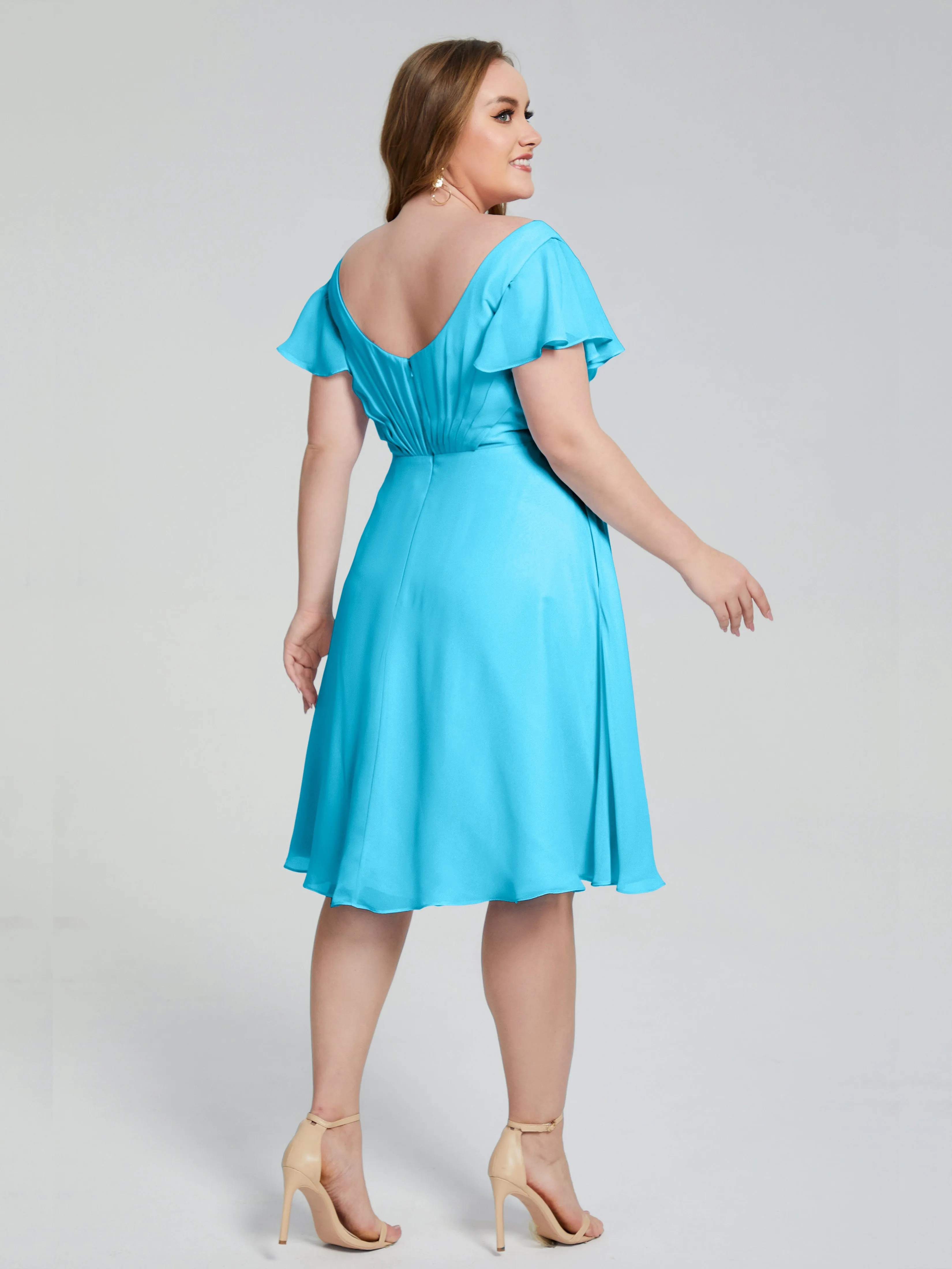 Alina Plus Size Short Sleeves Chiffon Bridesmaid Dresses