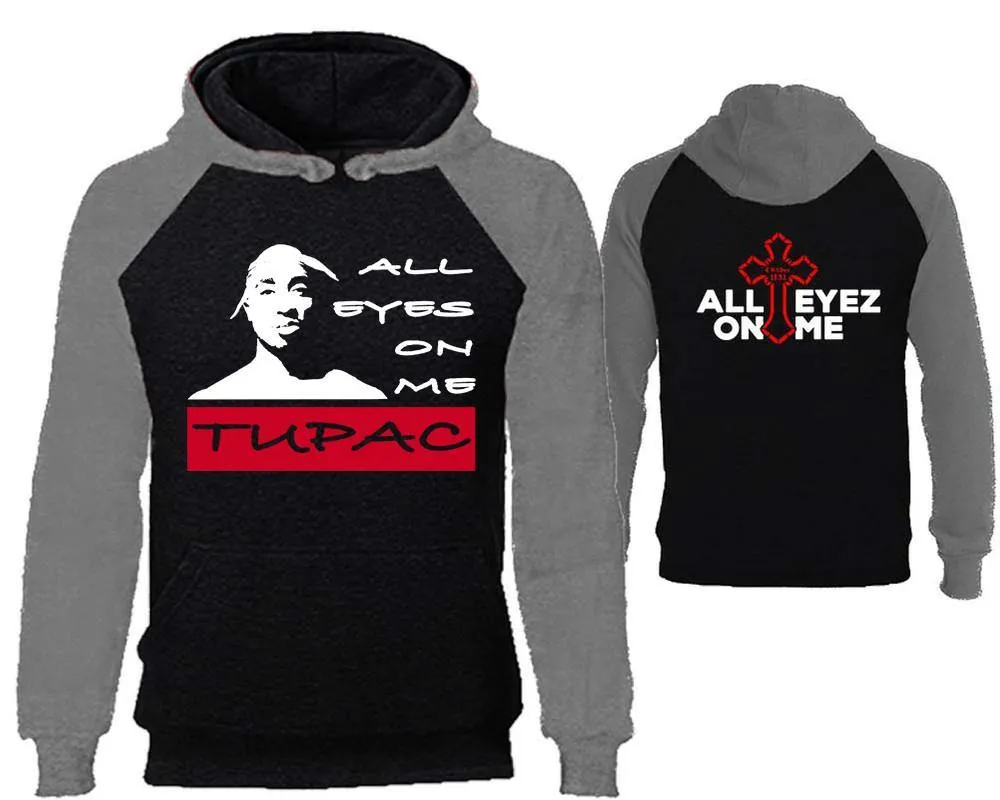 All Eyes On Me Raglan Hoodie with Extendend Back Design, Rap, Hip-Hop R&B Inspired Hoodie