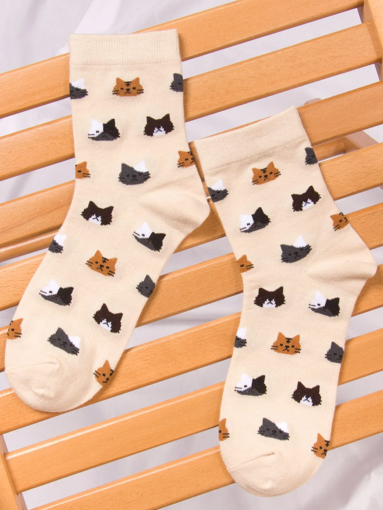 All Over Cat Pattern Crew Socks Funny Socks for Women Novelty Socks Funky Socks