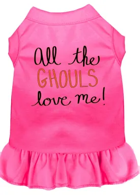 All The Ghouls Screen Print Dog Dress Bright Pink Xxl (18)