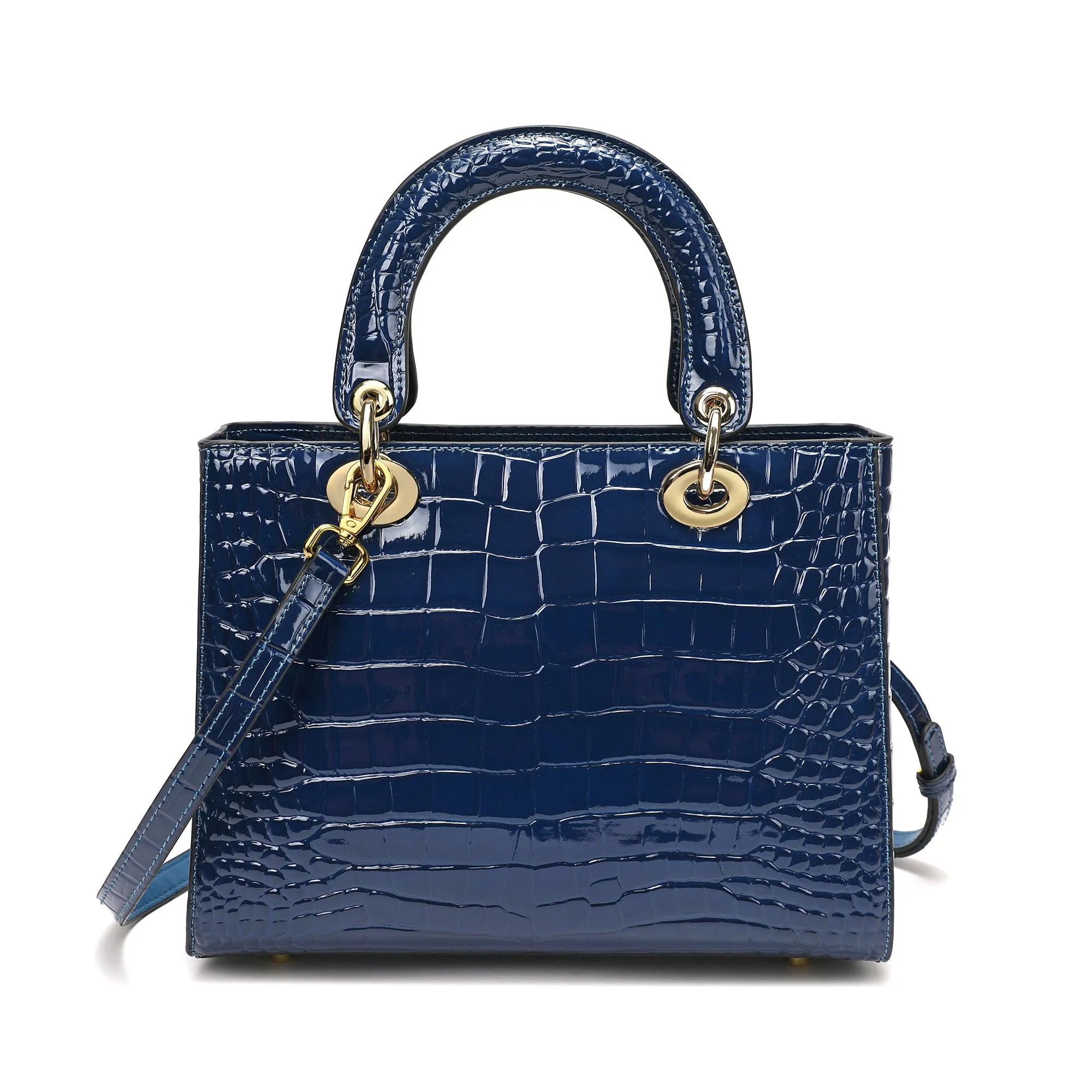 Alligator Embossed Leather Satchel