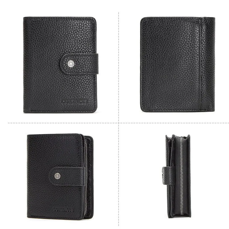 AlliLux RFID Short Zipper Clutch Wallet