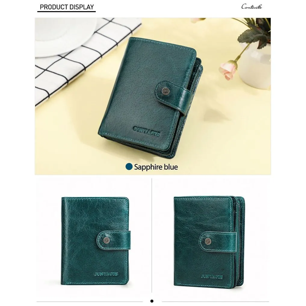 AlliLux RFID Short Zipper Clutch Wallet