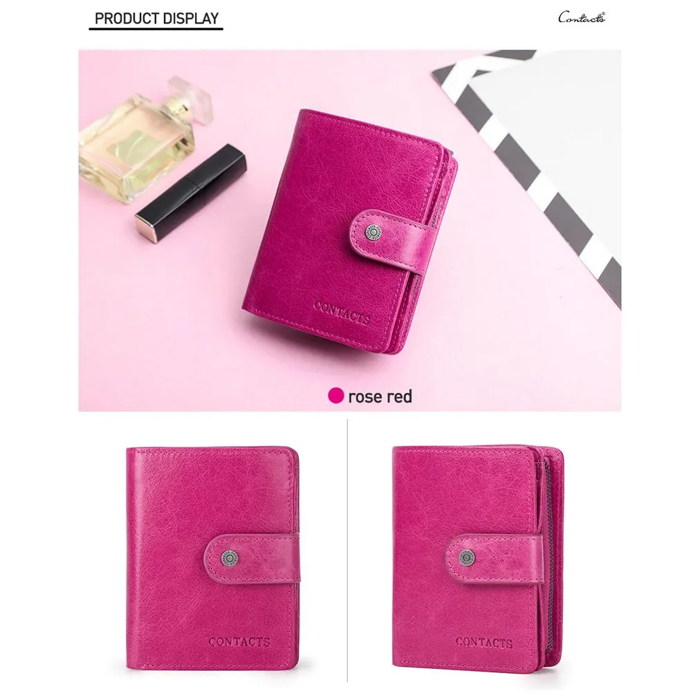 AlliLux RFID Short Zipper Clutch Wallet