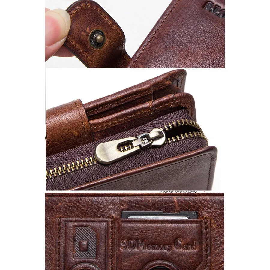 AlliLux RFID Short Zipper Clutch Wallet