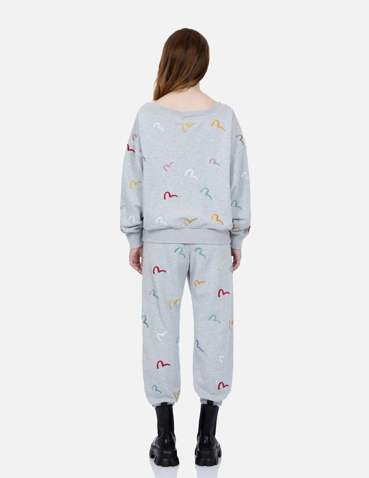 Allover Multi-color Seagull Embroidery Sweatshirt