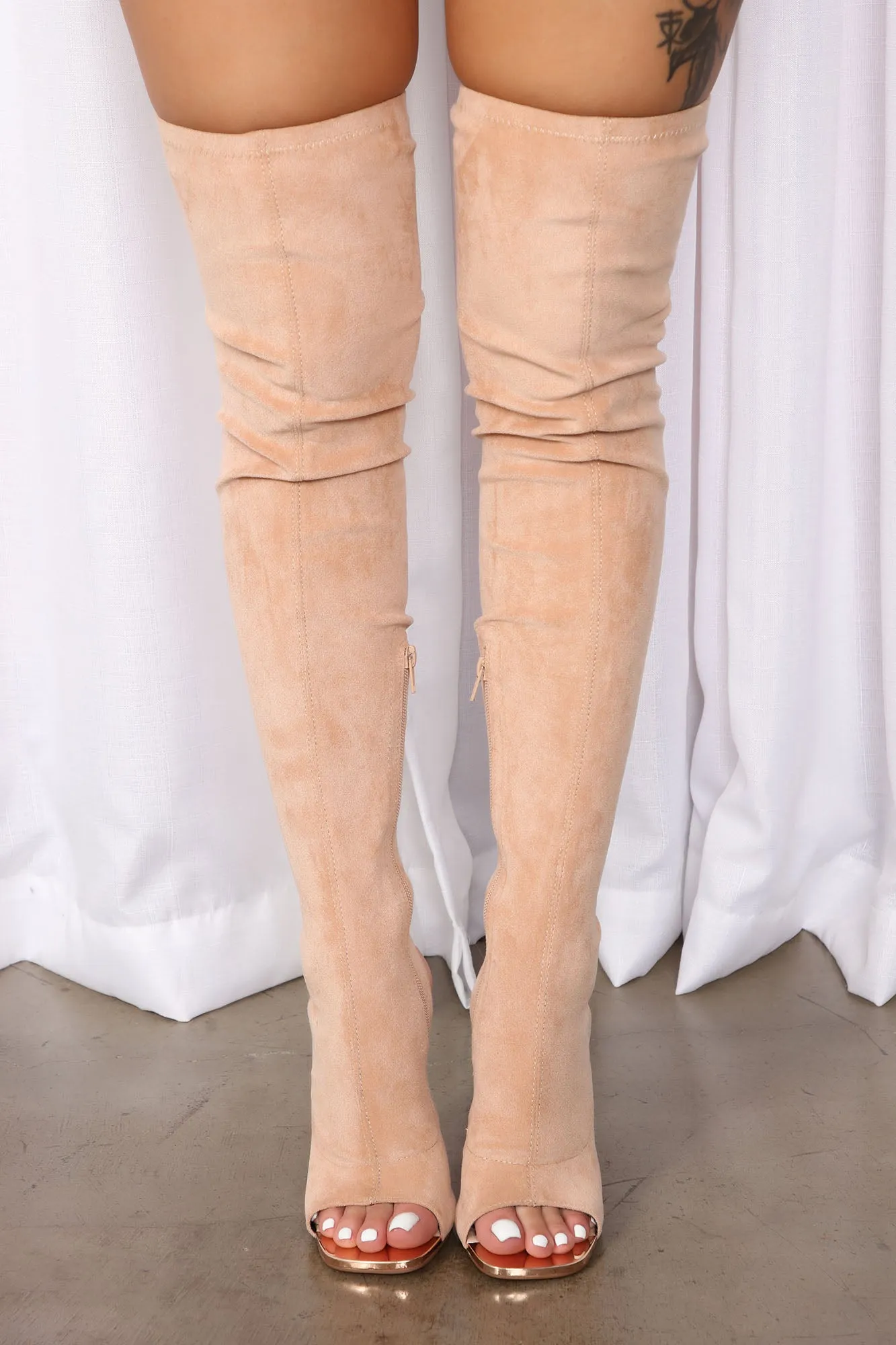 Always Come Back Over The Knee Boots - Nude