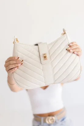 Alyce Chevron Shoulder Purse Ivory