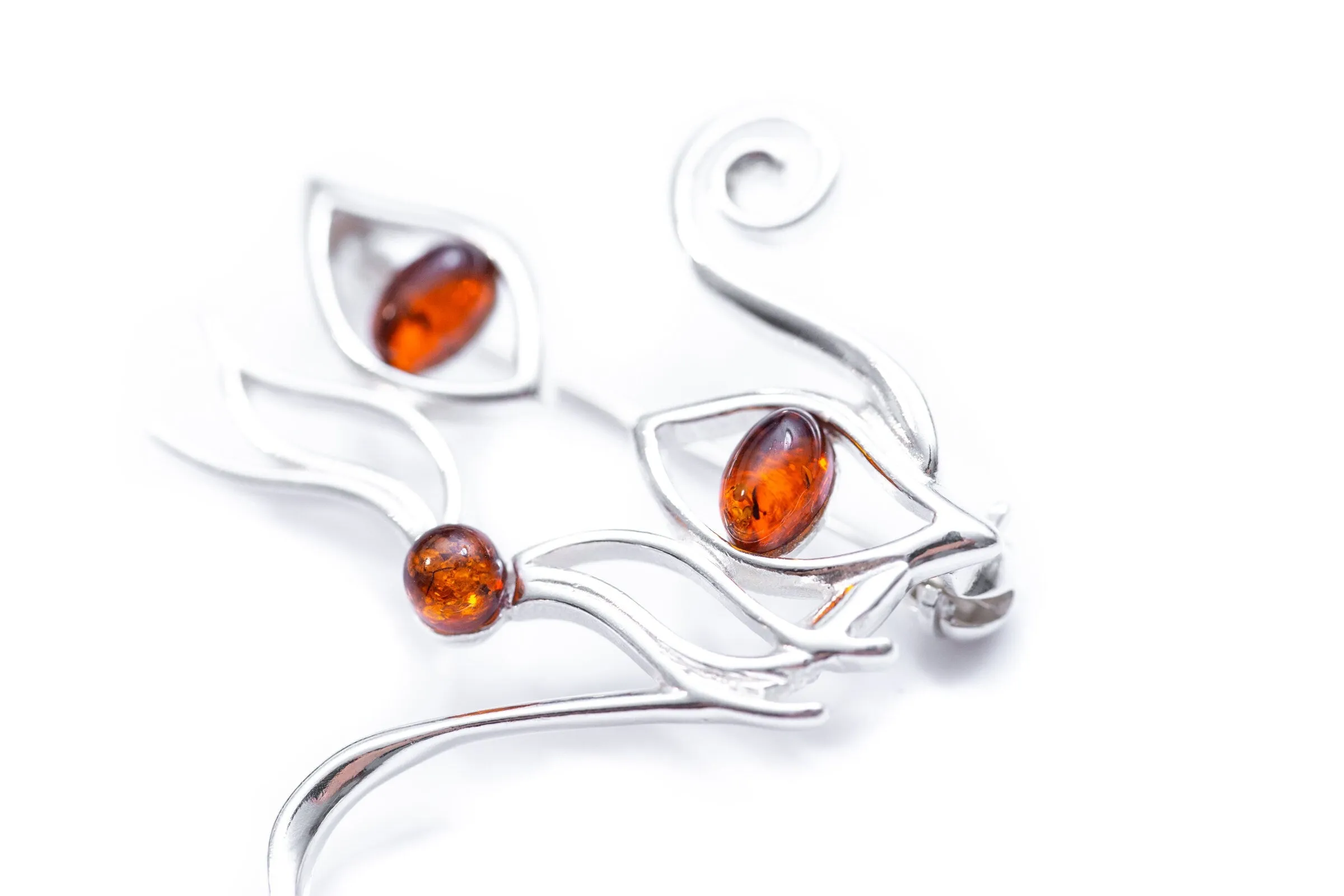 Amber Cat Brooch