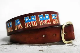 American Flag Personalized Name Leather Belt