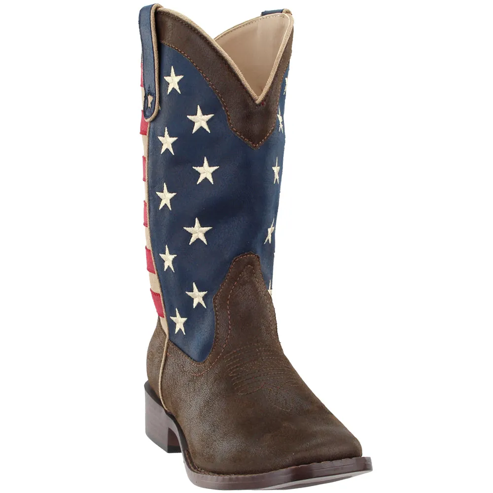 American Patriotic Square Toe Cowboy Boots