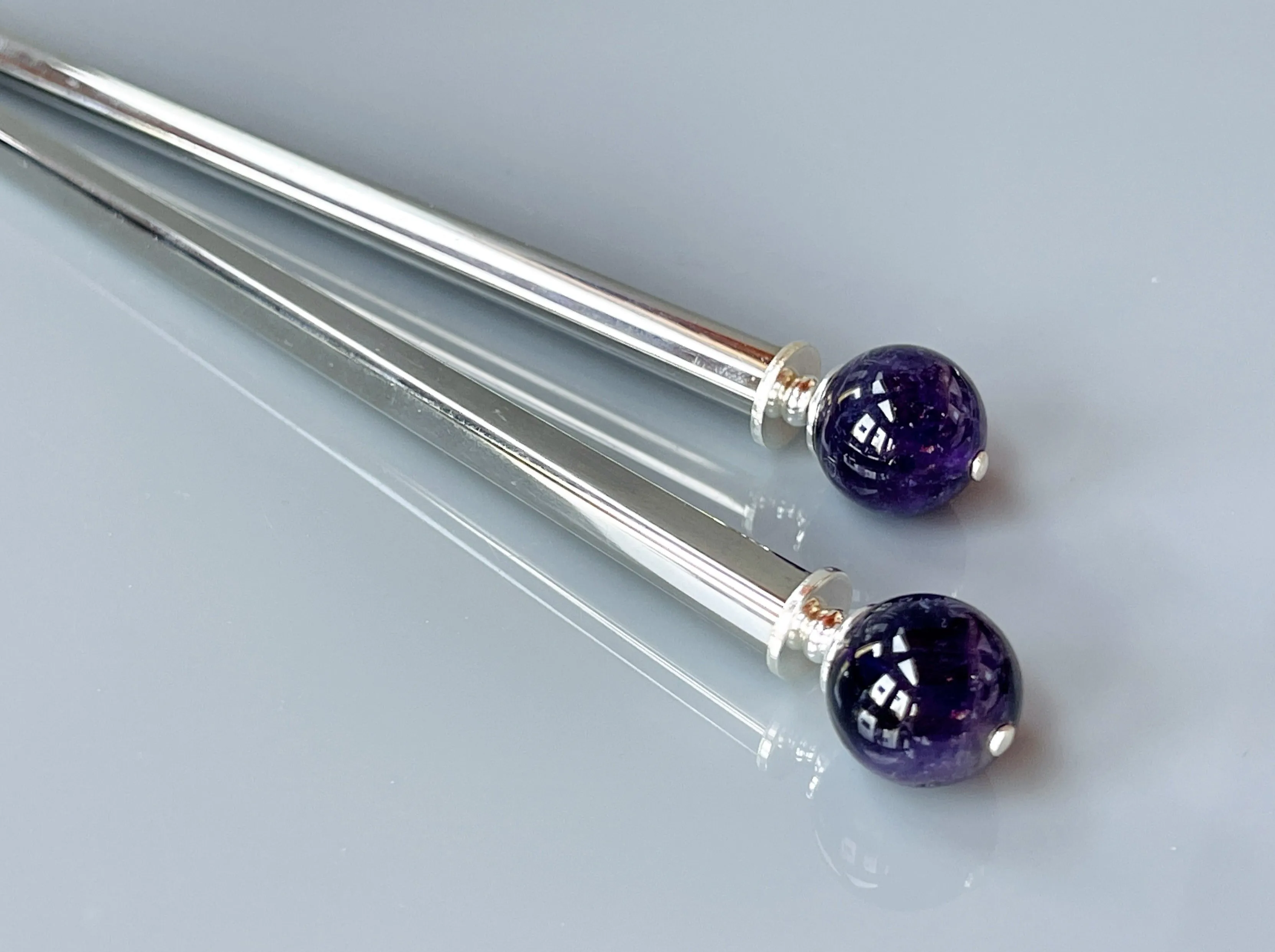 Amethyst Gemstone Hair Sticks, Elegant Hair Sticks, Gemstone Hair pins