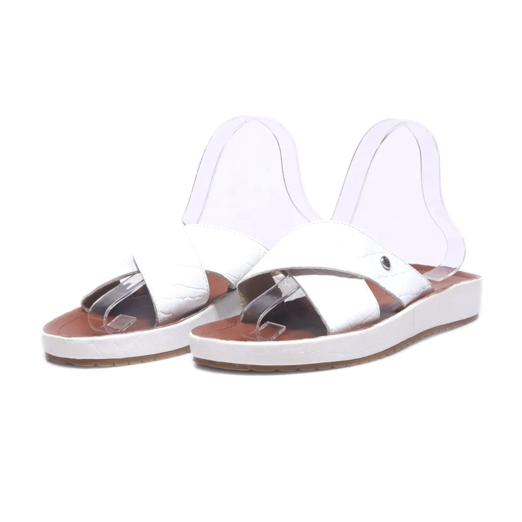 Ana Mario Flat Sandals Leather White Colour For Women