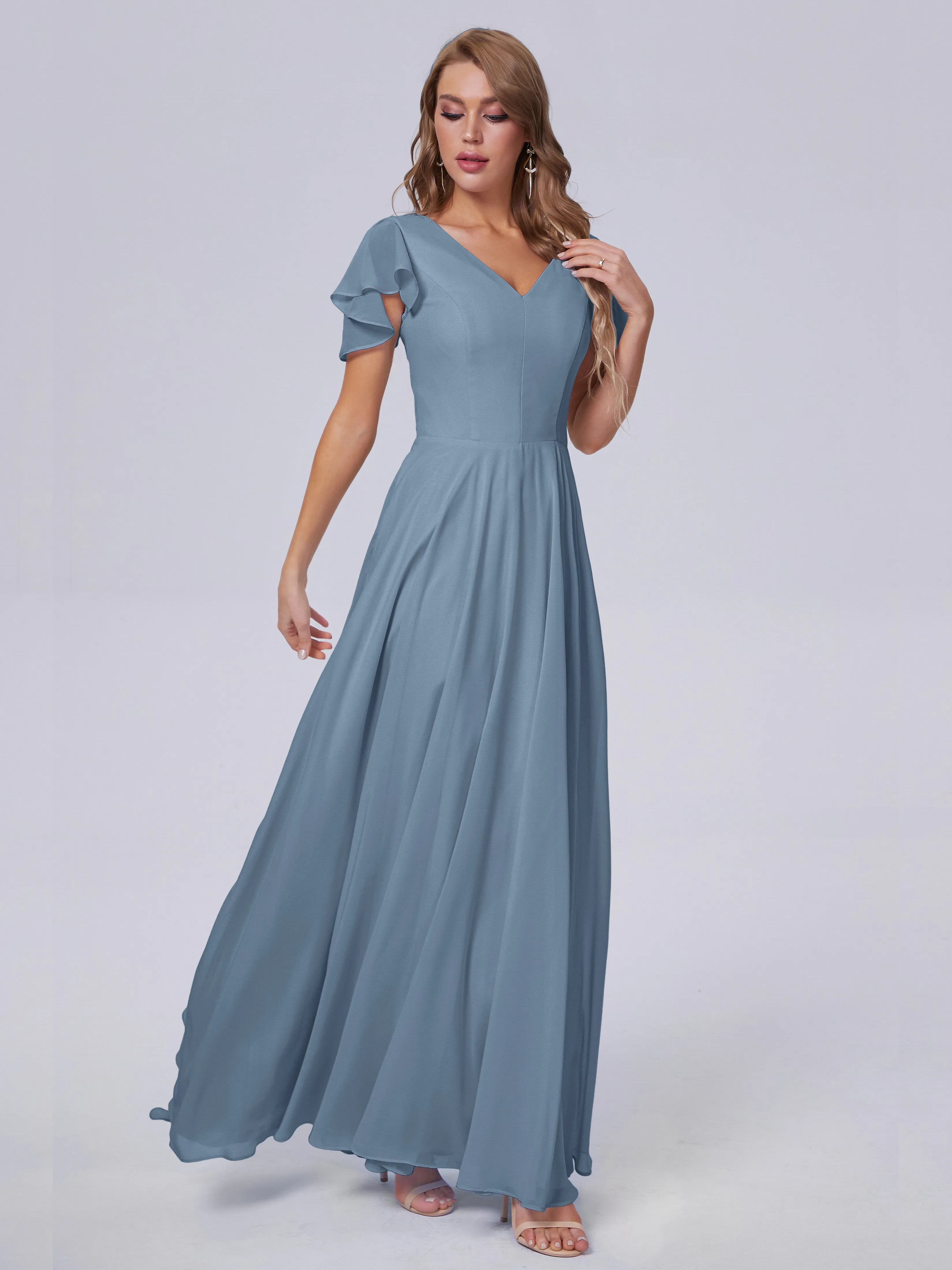 Anastasia Short Sleeves Chiffon Bridesmaid Dresses