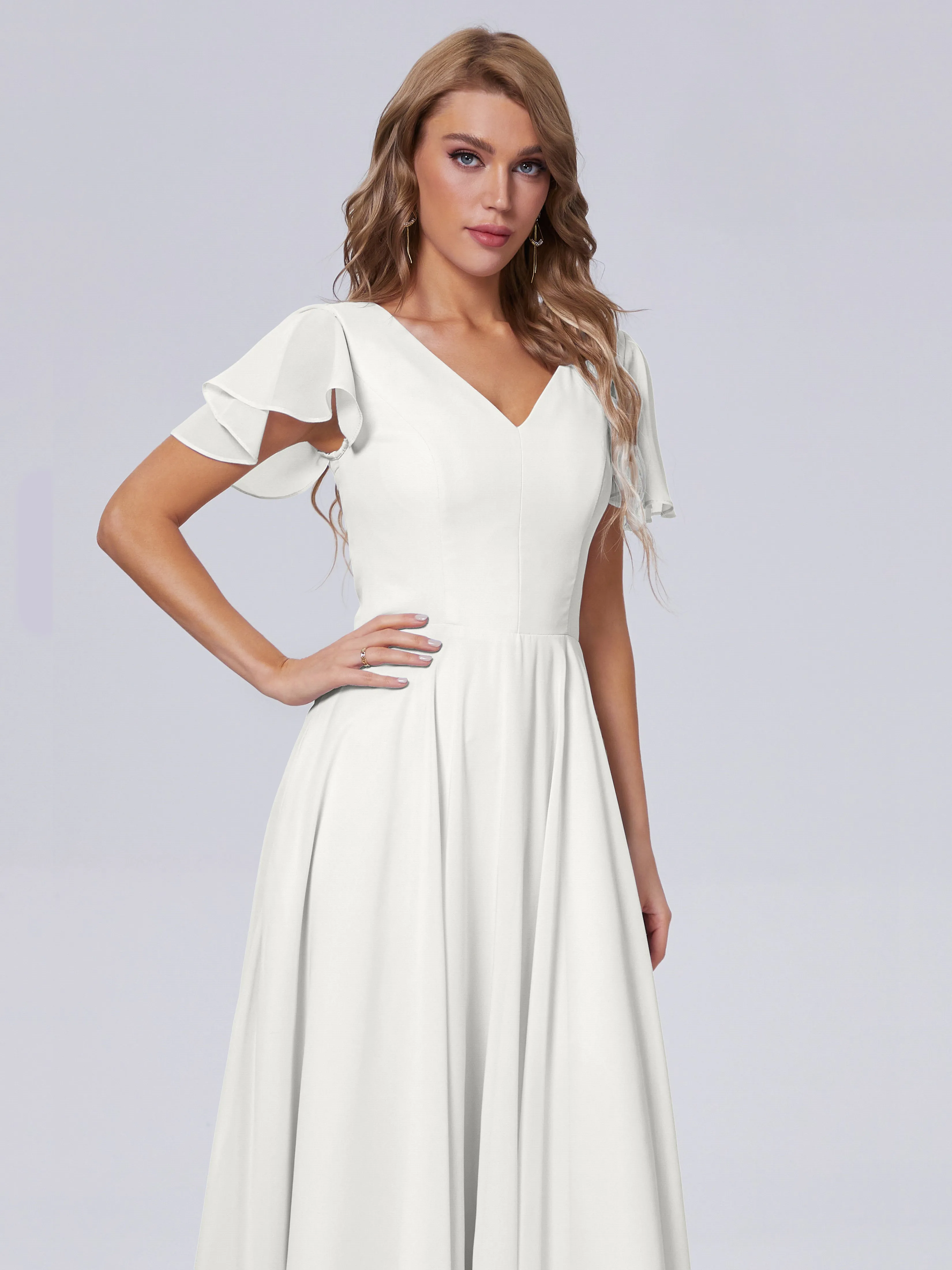 Anastasia Short Sleeves Chiffon Bridesmaid Dresses