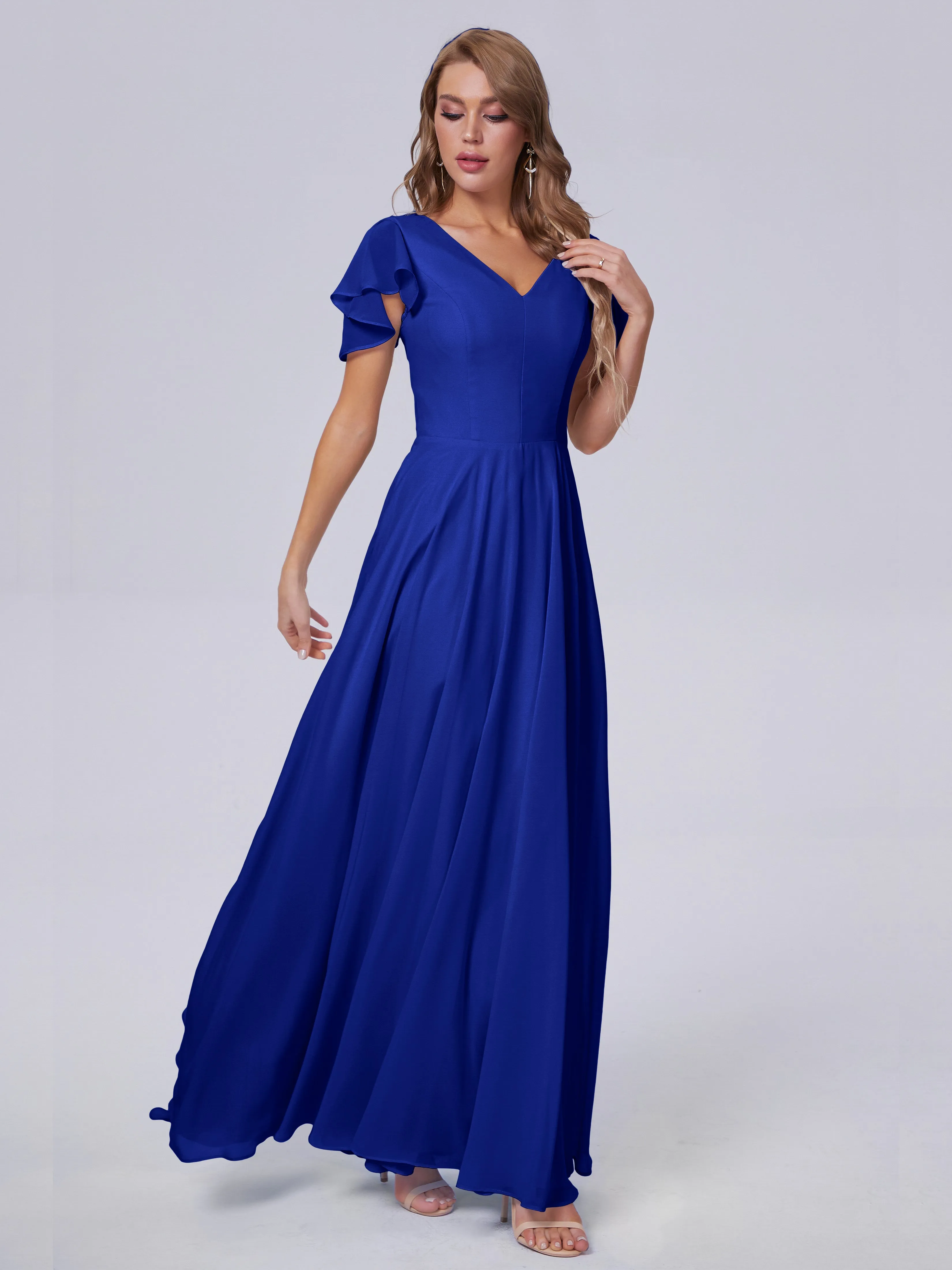 Anastasia Short Sleeves Chiffon Bridesmaid Dresses