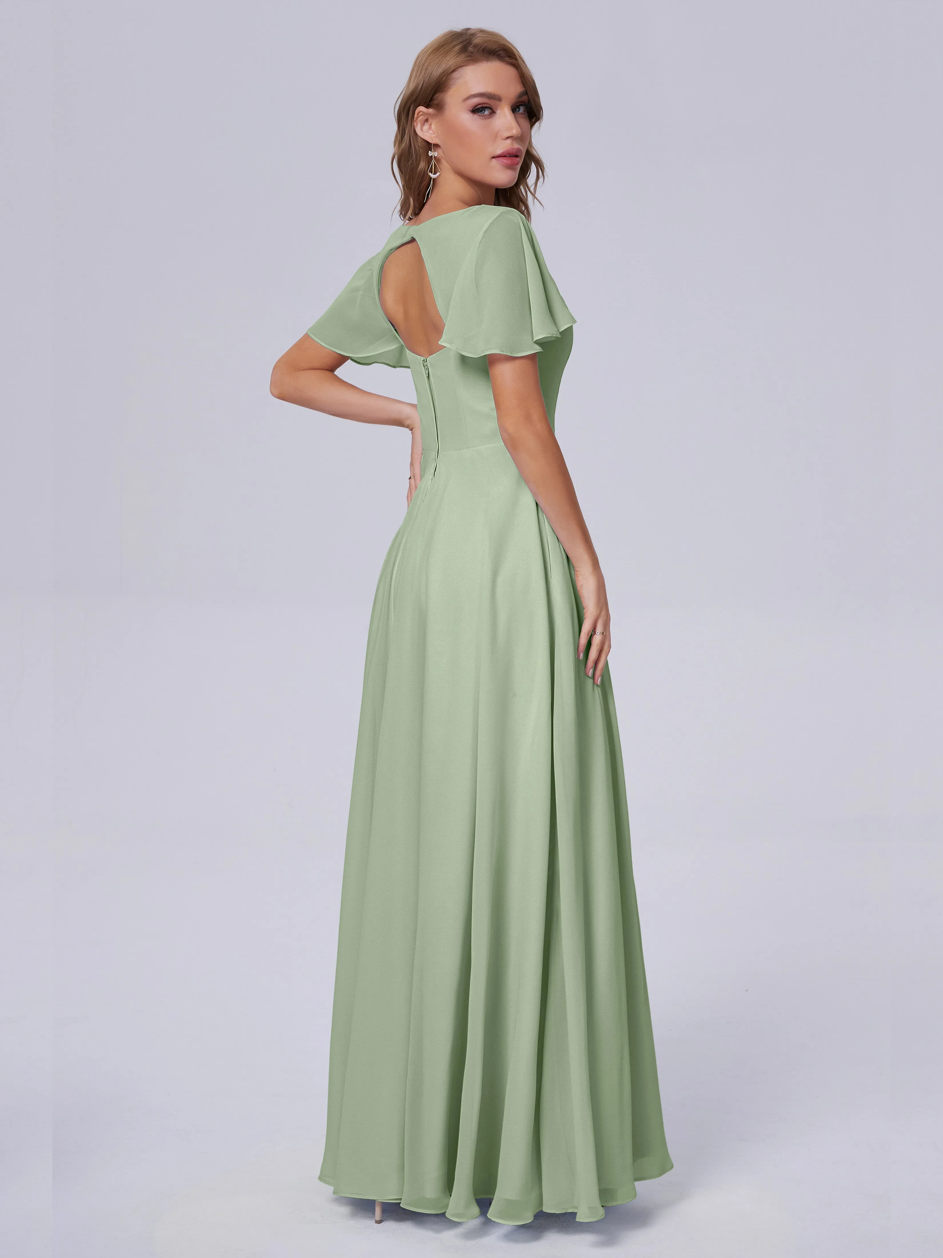 Anastasia Short Sleeves Chiffon Bridesmaid Dresses